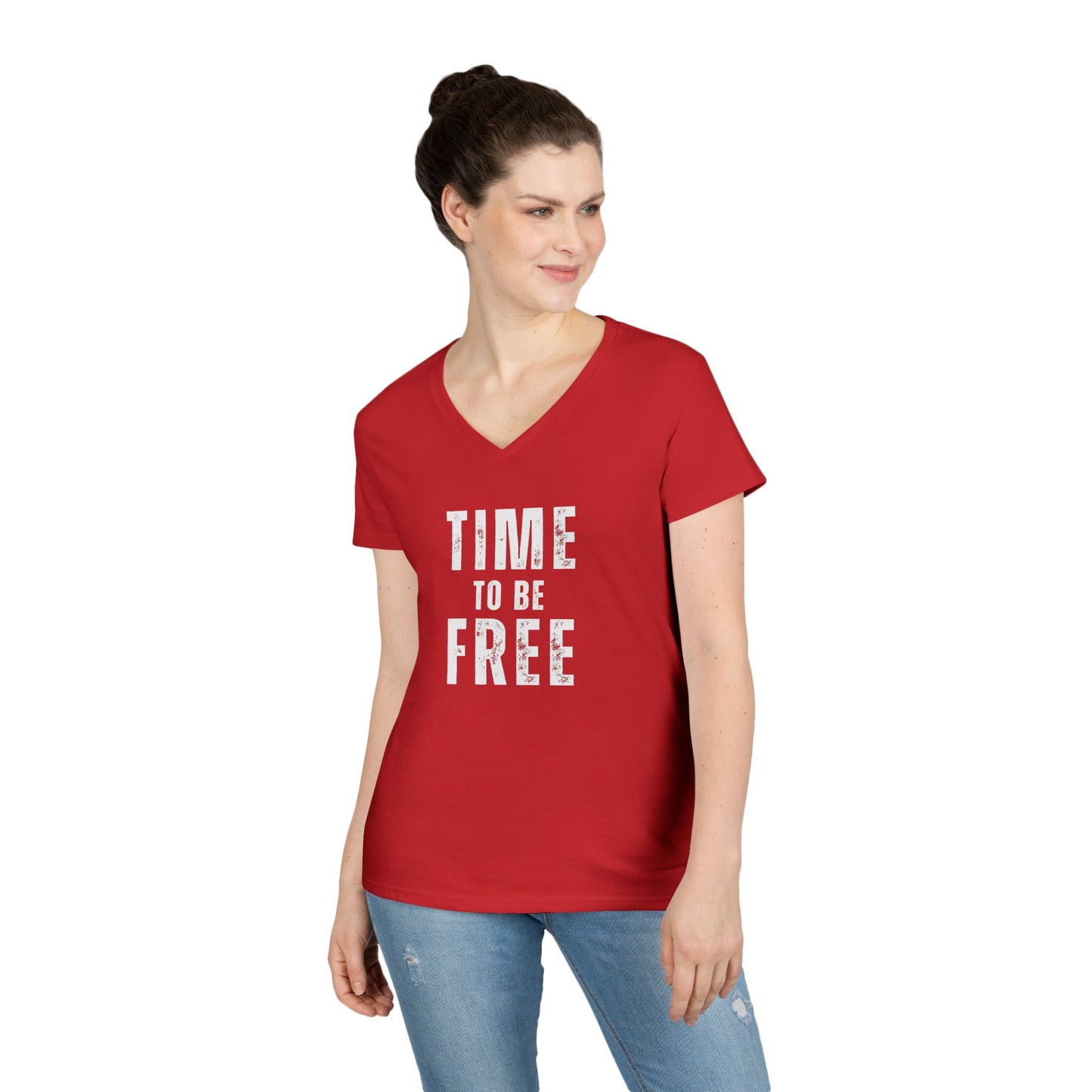 TIME TO BE FREE Ladies' V-Neck T-Shirt