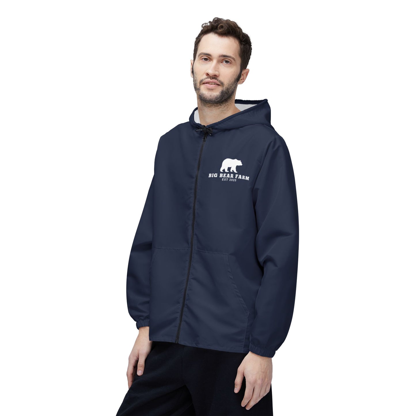 Big Bear Farm Windbreaker Jacket, Outdoor Rain Jacket, Lightweight Travel Jacket, Nature Lover's Gift, Bear Design Windbreaker
