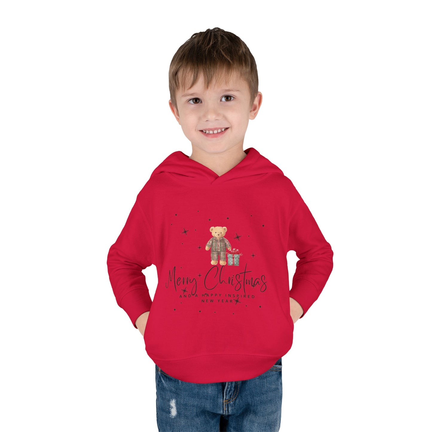 INSPIRED Toddler Hoodie - Merry Christmas Teddy Bear Holiday
