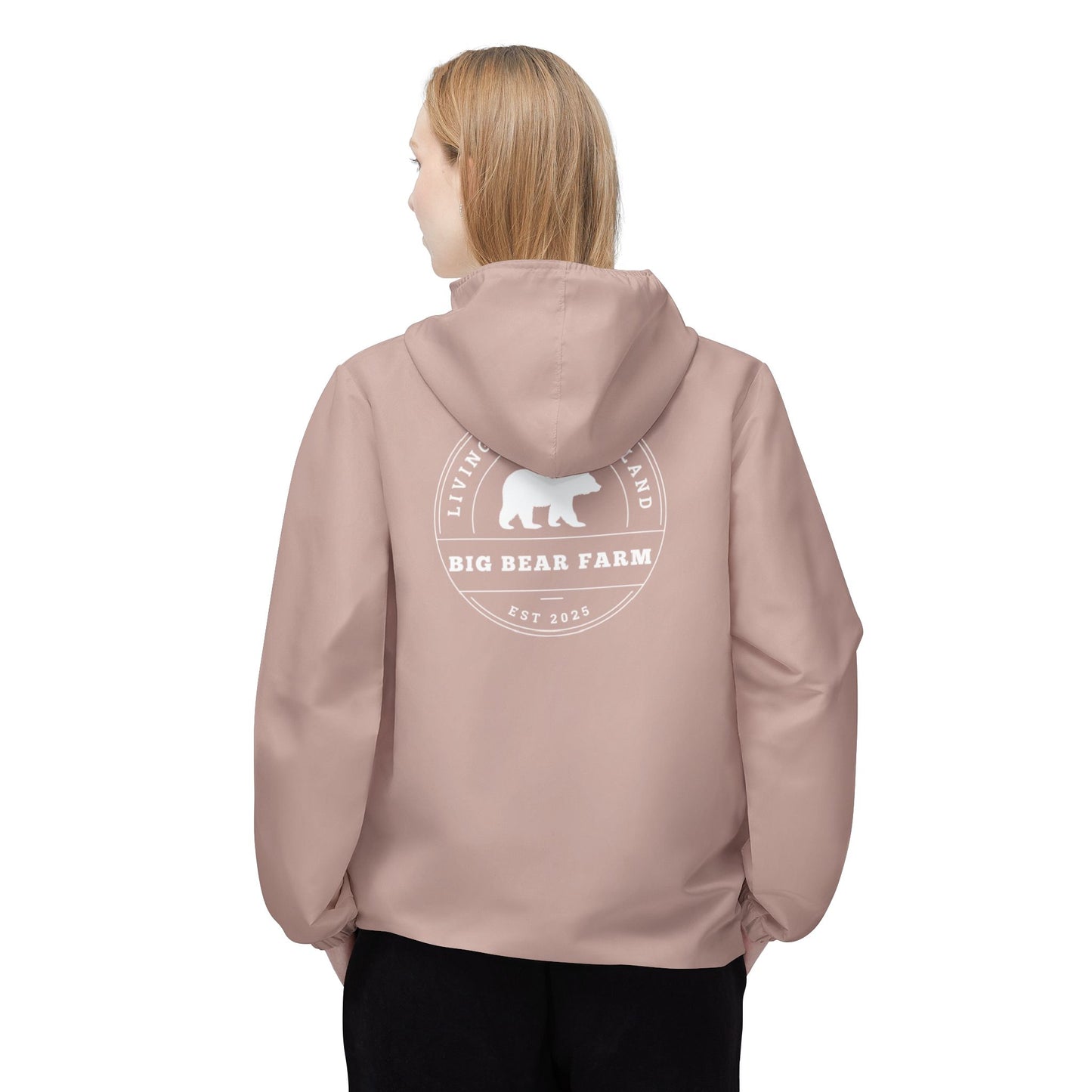 Big Bear Farm Windbreaker Jacket, R Outdoor Rain Jacket, Lightweight Travel Jacket, Nature Lover's Gift, Bear Design Windbreaker