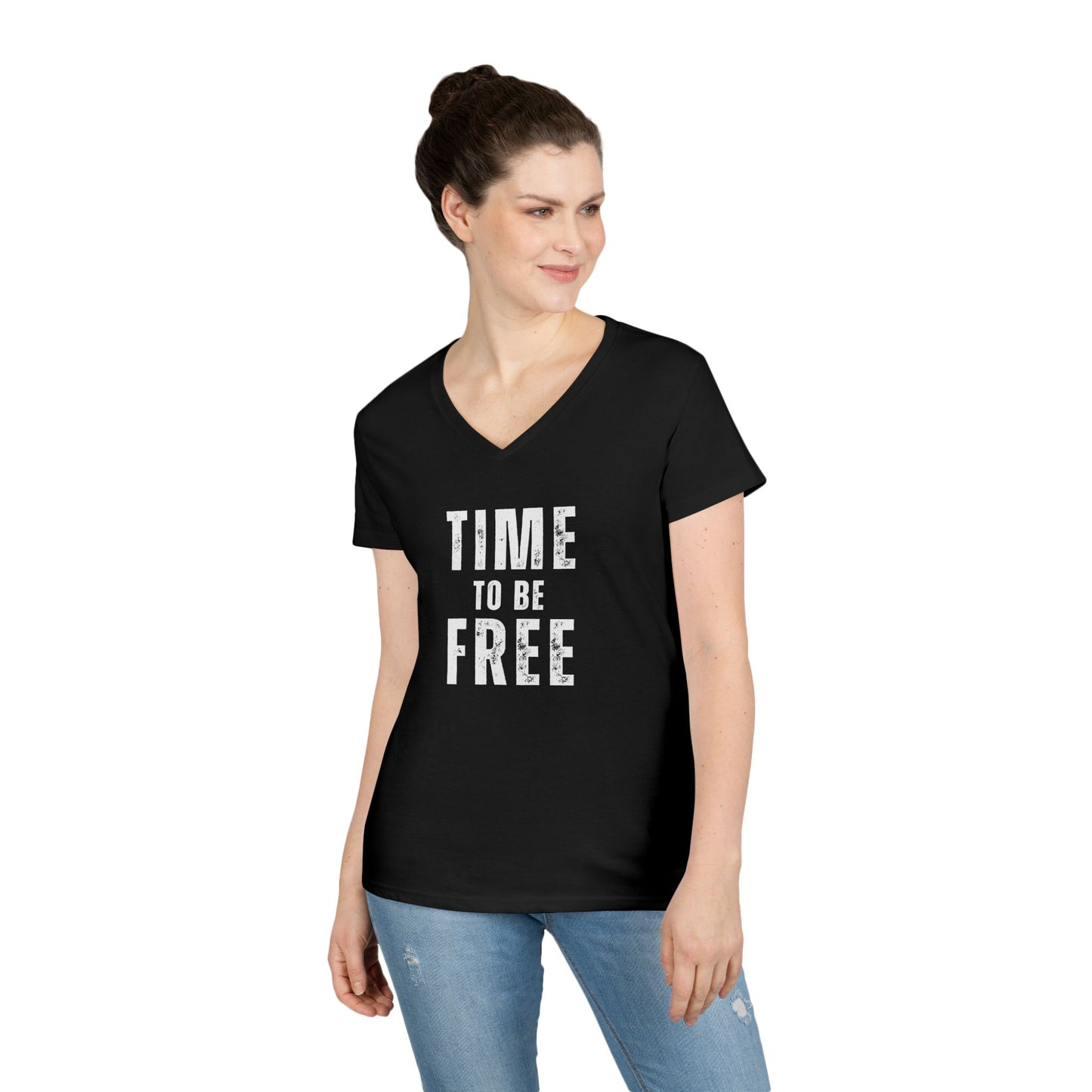 TIME TO BE FREE Ladies' V-Neck T-Shirt