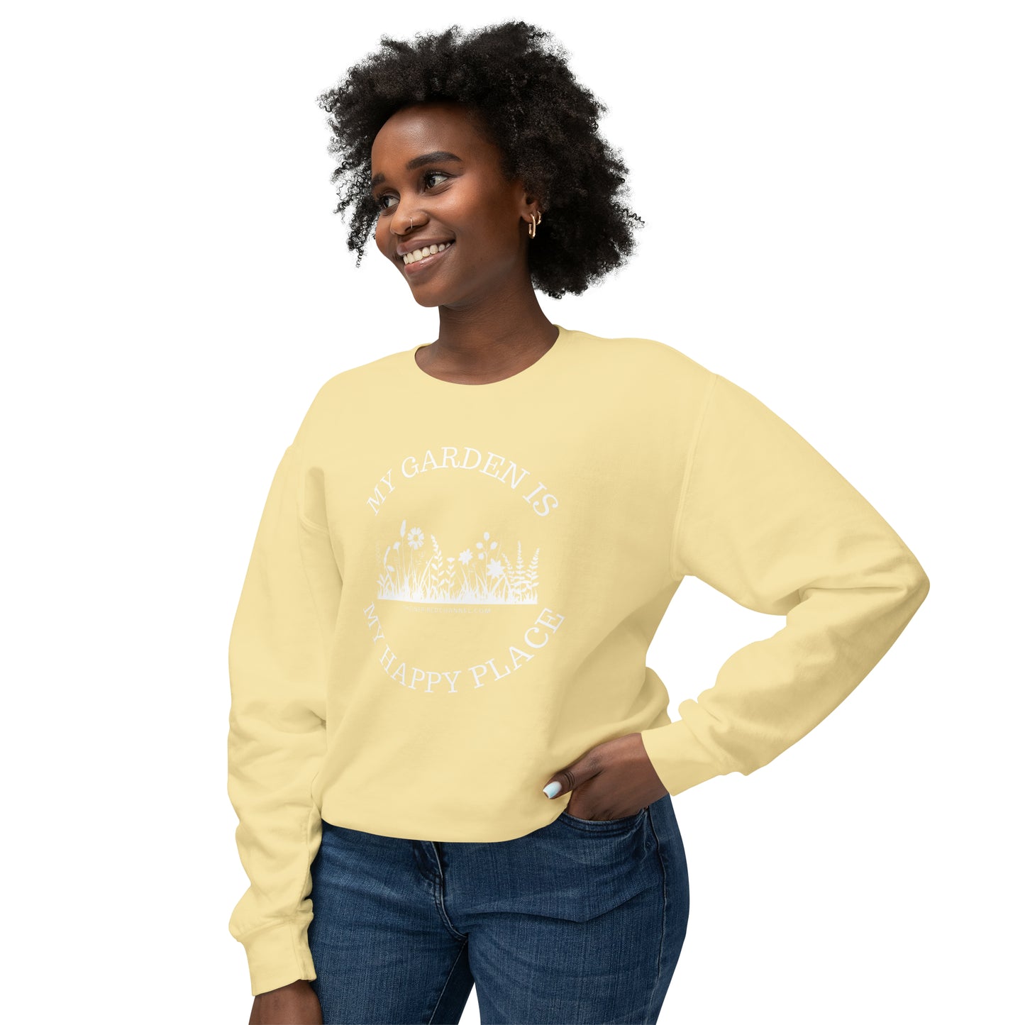INSPIRED My Garden Is My Happy Place W Unisex Lightweight Crewneck Sweatshirt
