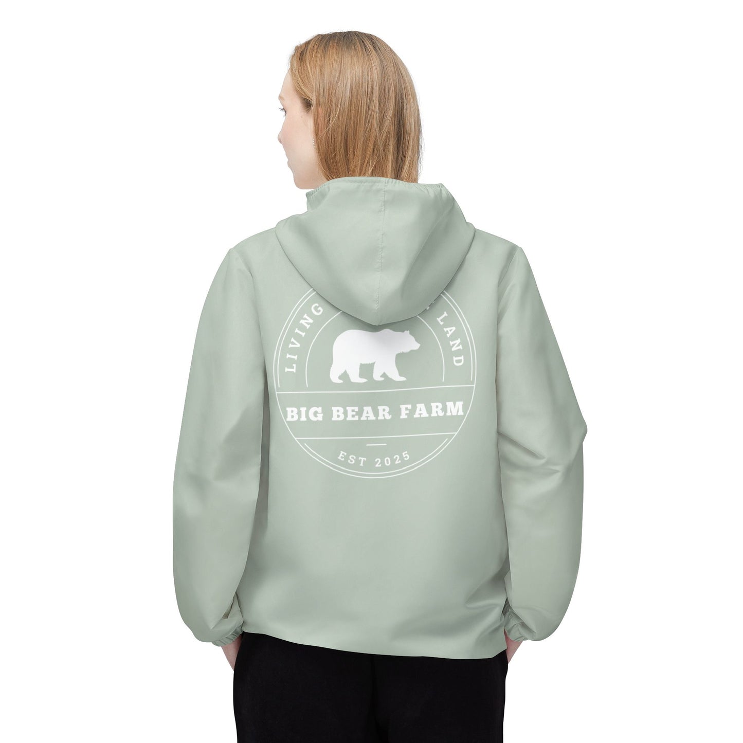 Big Bear Farm Windbreaker Jacket, G Outdoor Rain Jacket, Lightweight Travel Jacket, Nature Lover's Gift, Bear Design Windbreaker
