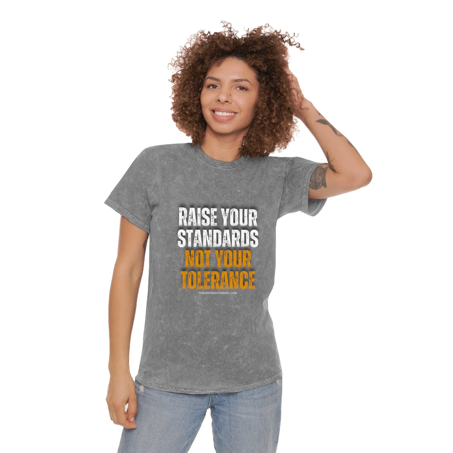 INSPIRED RAISE YOUR STANDARDS Unisex Mineral Wash T-Shirt