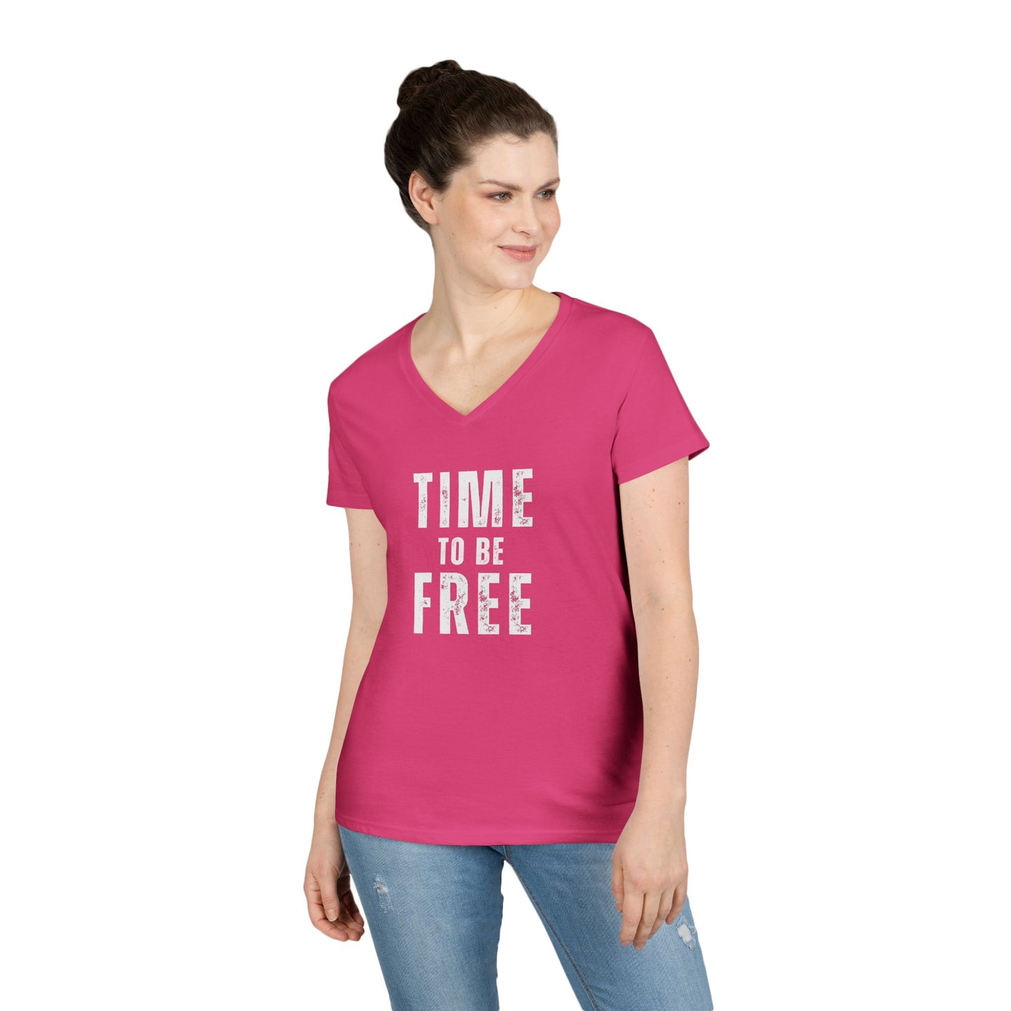 TIME TO BE FREE Ladies' V-Neck T-Shirt
