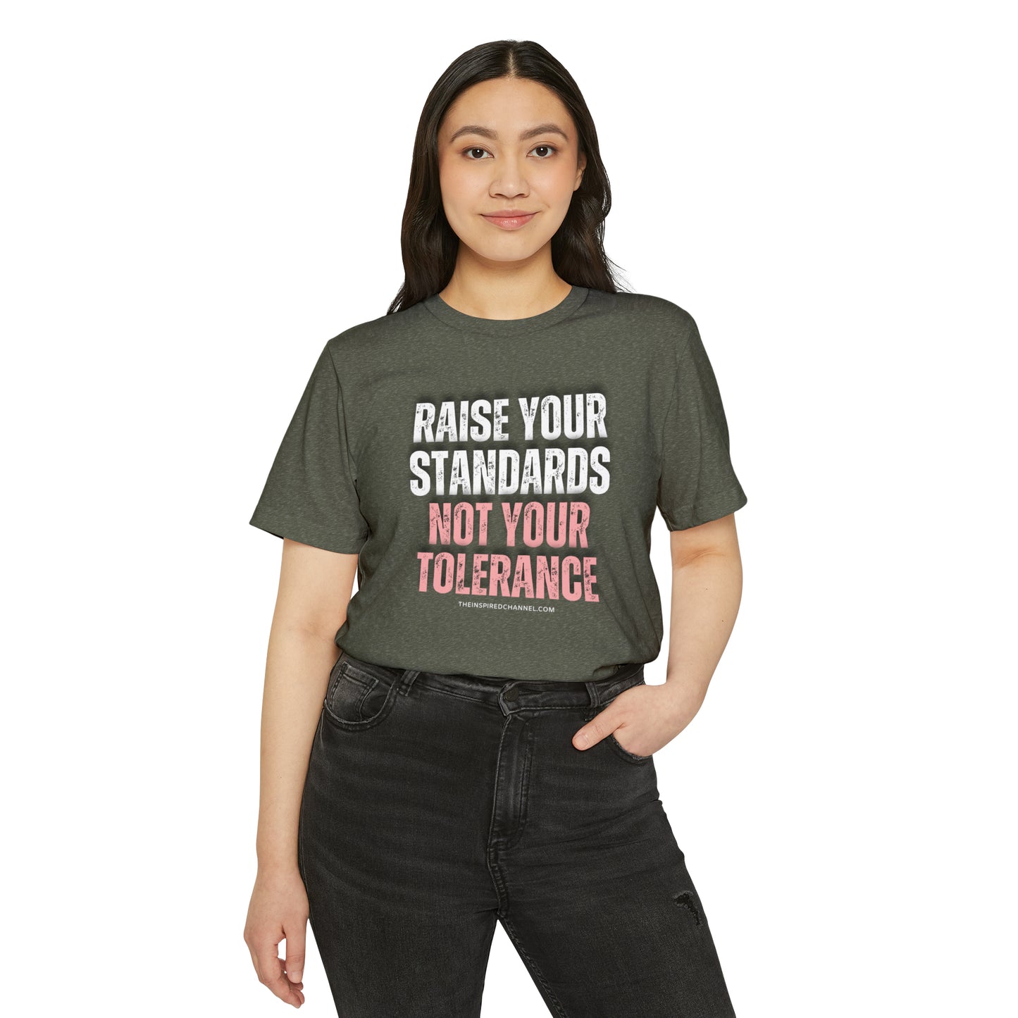 INSPIRED RAISE YOUR STANDARDS Unisex Recycled ORGANIC T-Shirt