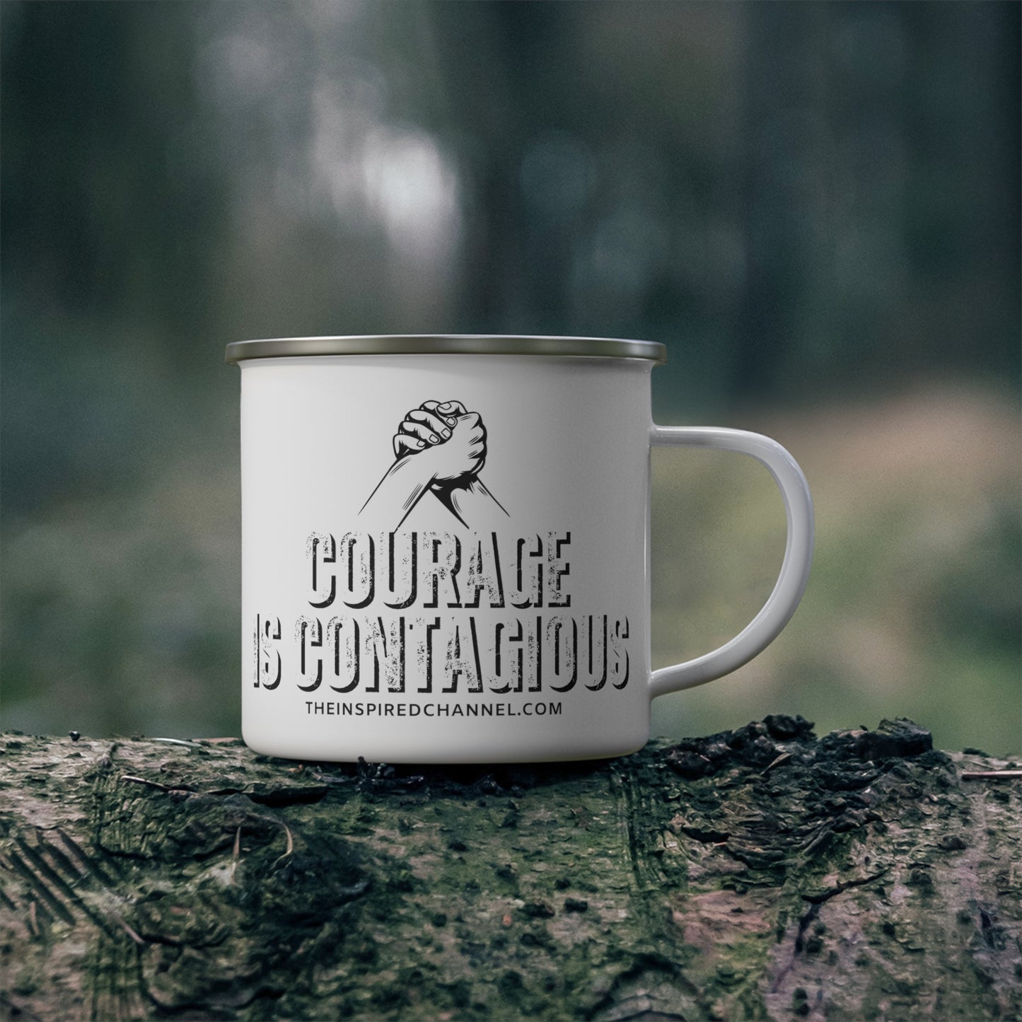 INSPIRED Courage Is Contagious Enamel Camping Mug