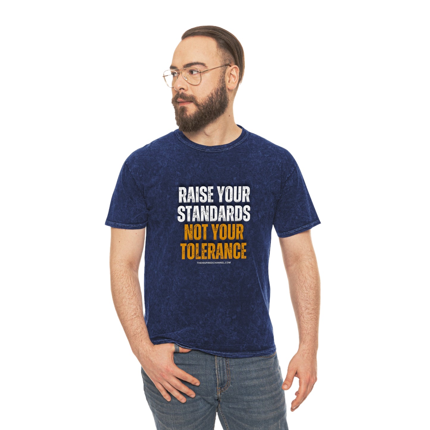 INSPIRED RAISE YOUR STANDARDS Unisex Mineral Wash T-Shirt