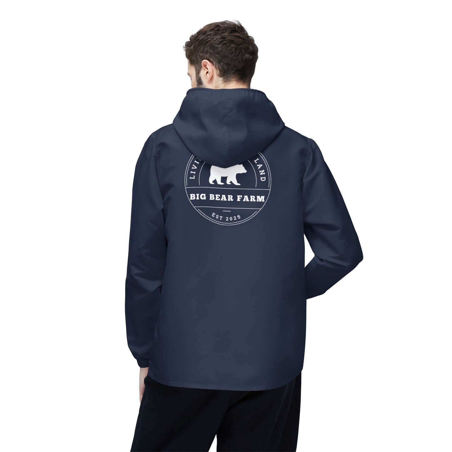 Big Bear Farm Windbreaker Jacket, Outdoor Rain Jacket, Lightweight Travel Jacket, Nature Lover's Gift, Bear Design Windbreaker