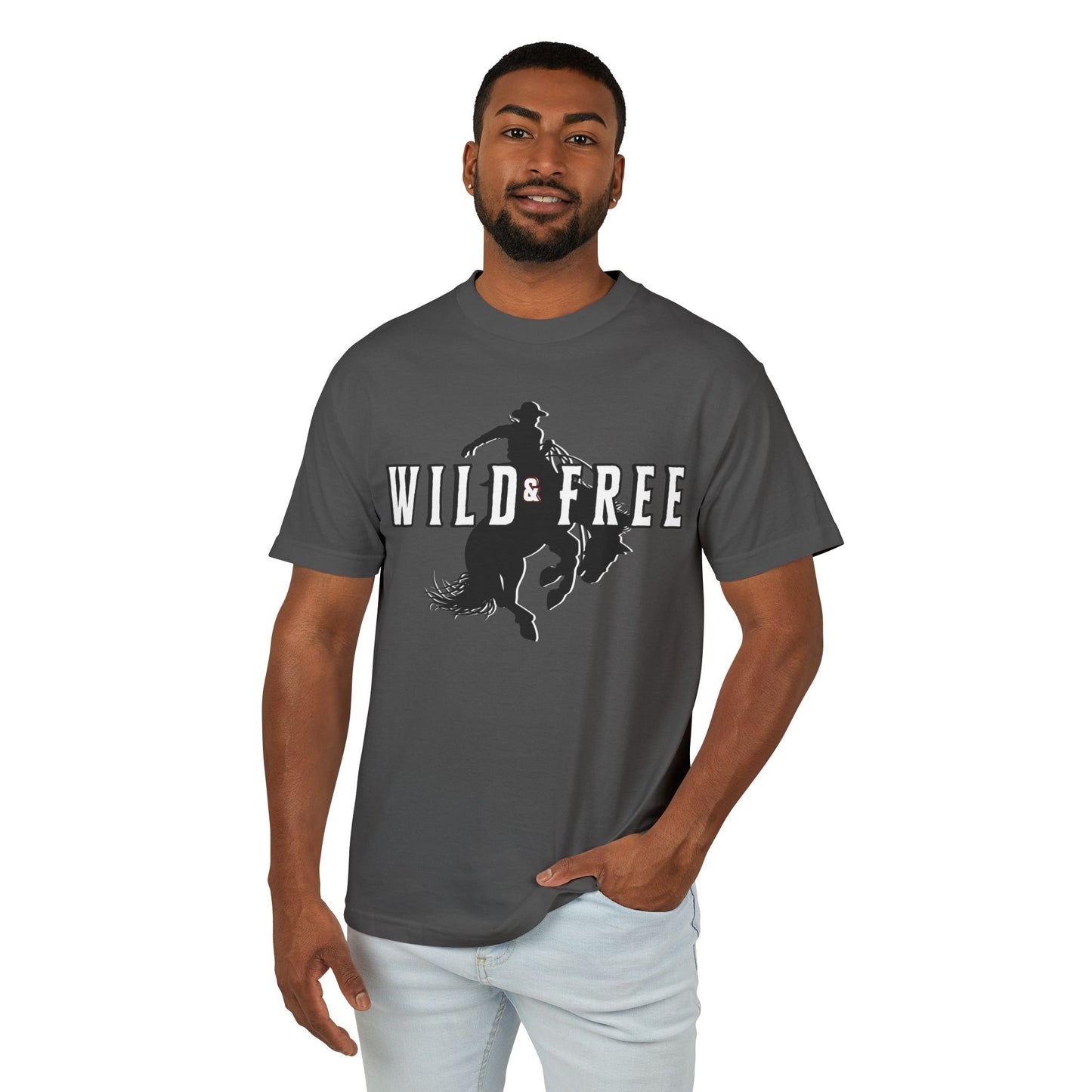 COWBOY WILD AND FREE B UNISEX Garment-Dyed Heavyweight Cotton Tee