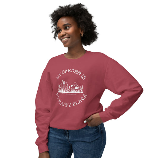 INSPIRED My Garden Is My Happy Place W Unisex Lightweight Crewneck Sweatshirt