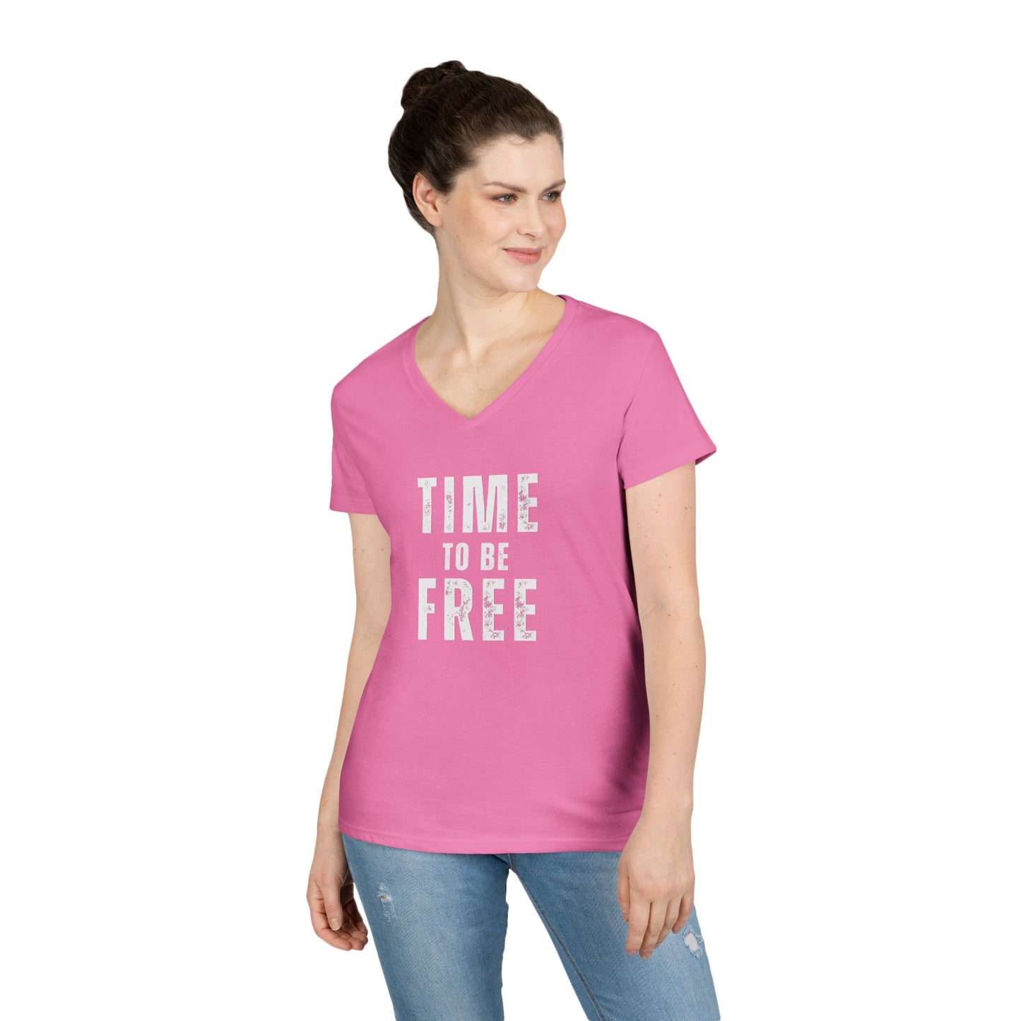 TIME TO BE FREE Ladies' V-Neck T-Shirt