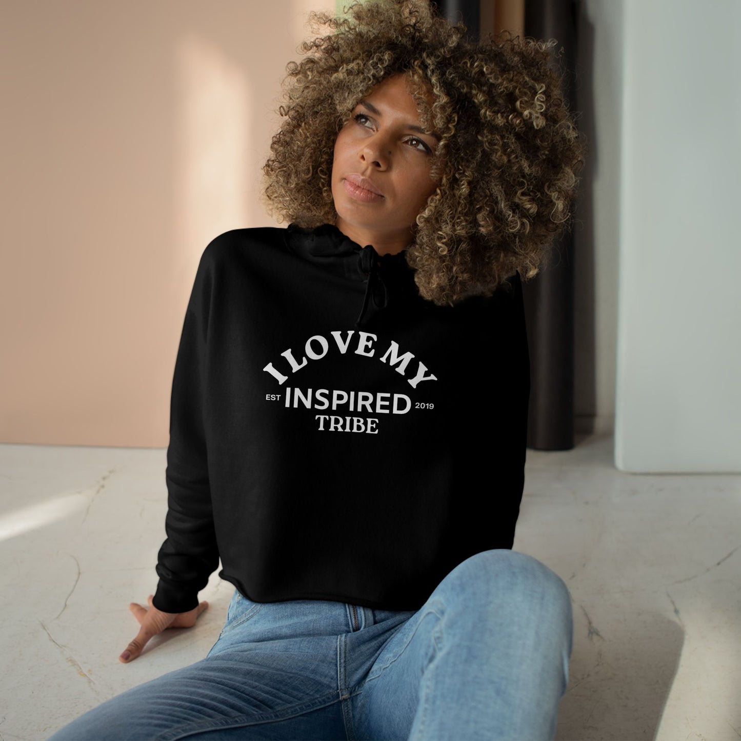 I LOVE MY INSPIRED TRIBE Crop Hoodie