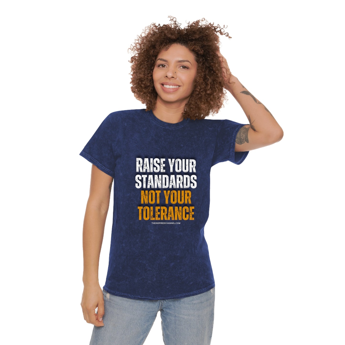 INSPIRED RAISE YOUR STANDARDS Unisex Mineral Wash T-Shirt