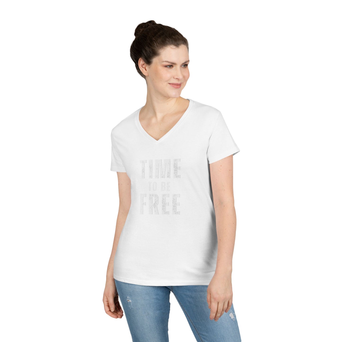 TIME TO BE FREE Ladies' V-Neck T-Shirt