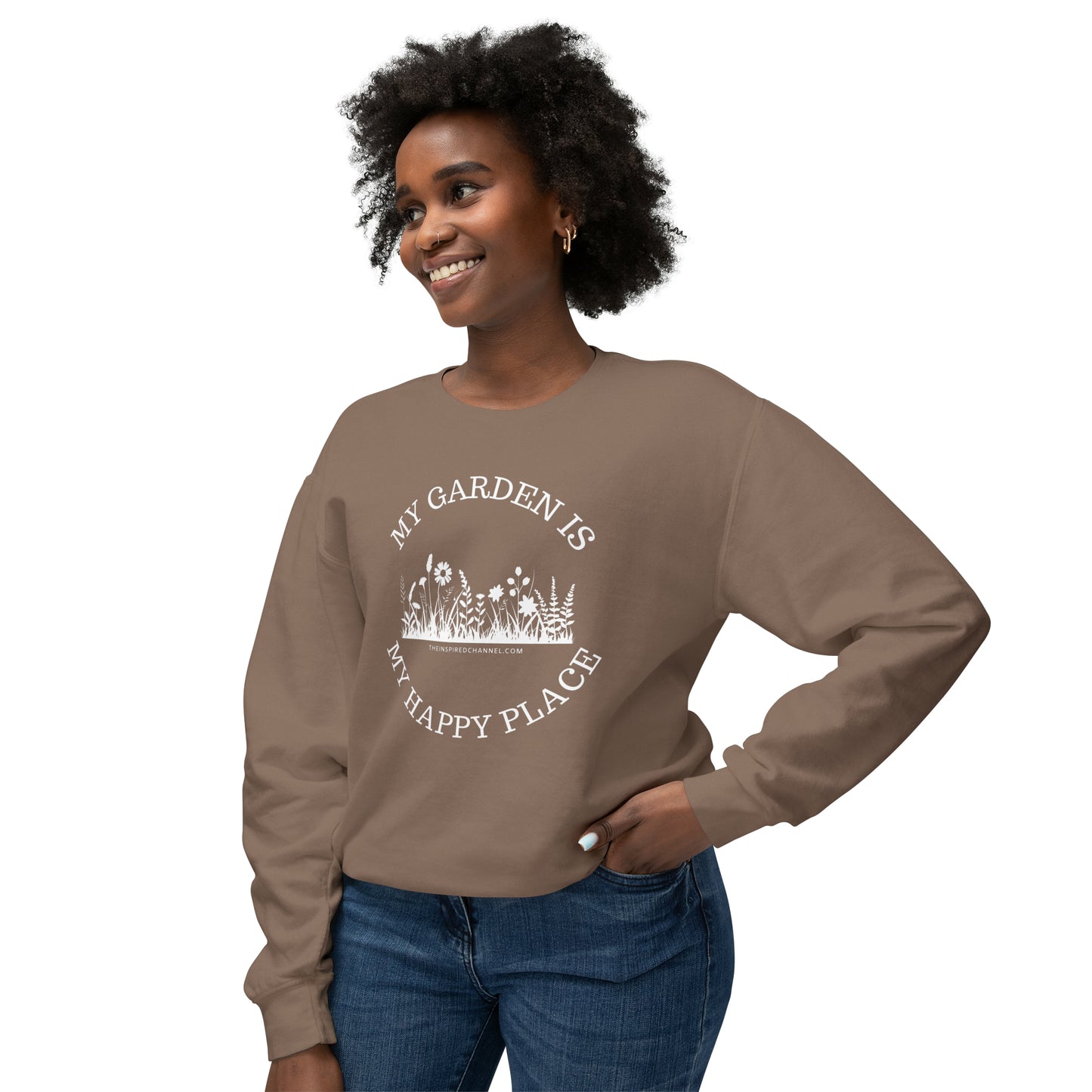 INSPIRED My Garden Is My Happy Place W Unisex Lightweight Crewneck Sweatshirt