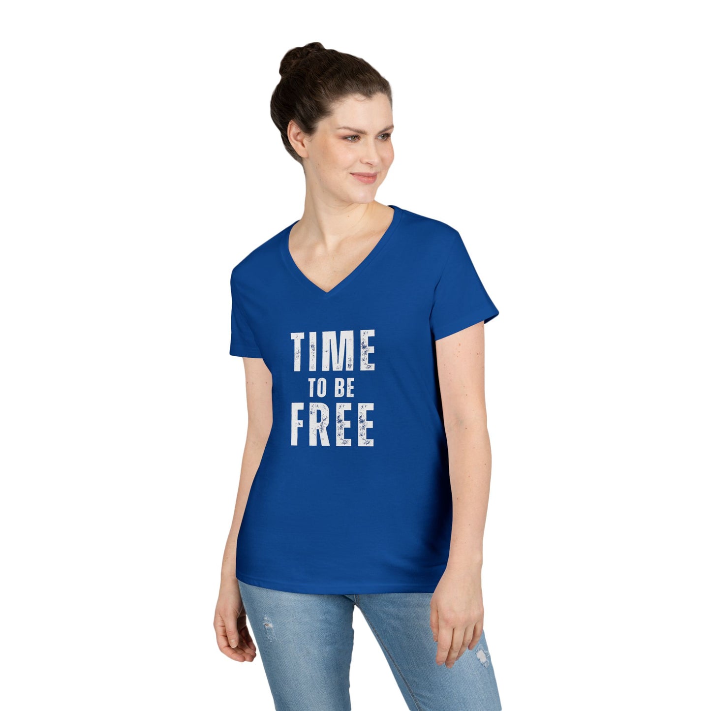 TIME TO BE FREE Ladies' V-Neck T-Shirt