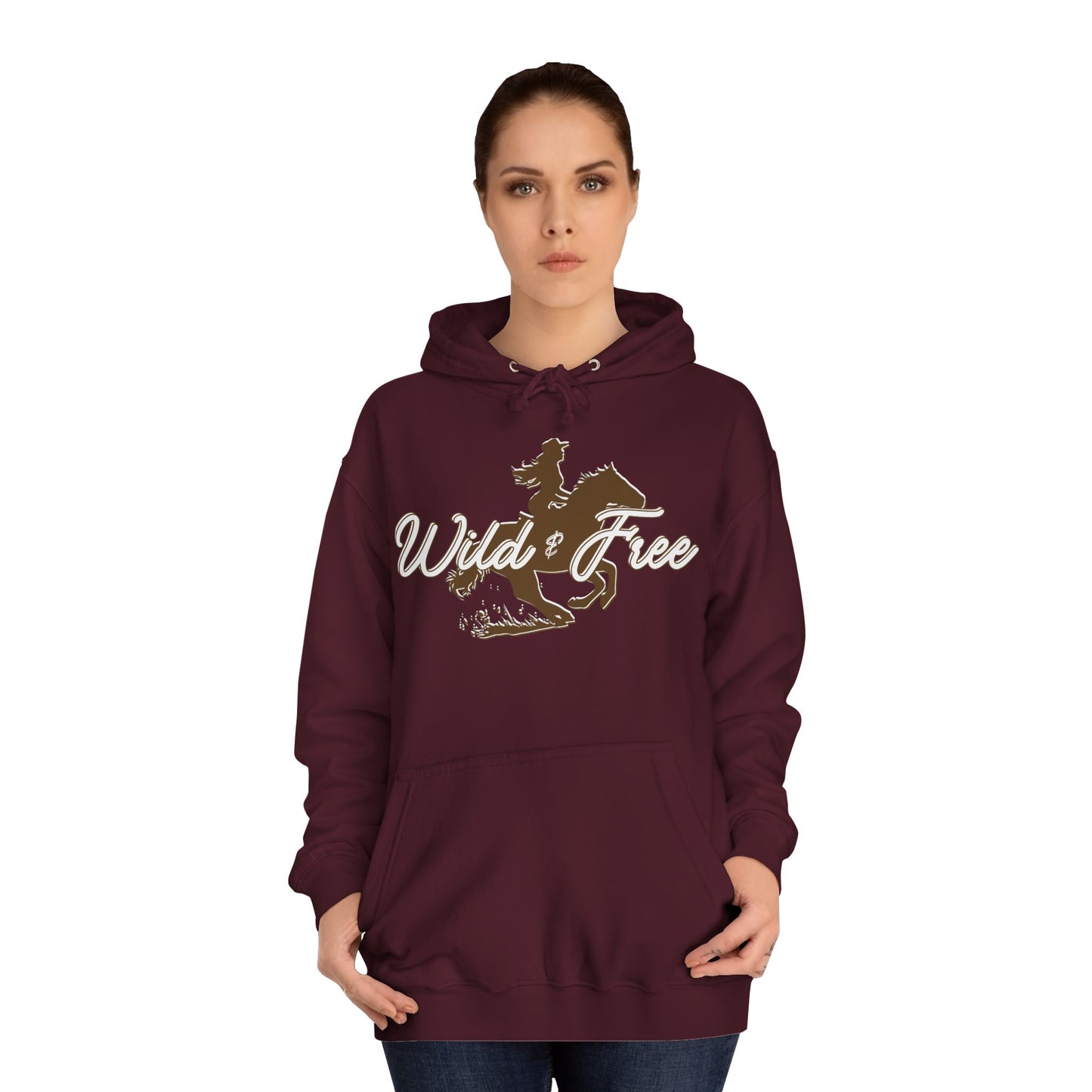 COWGIRL WILD AND FREE UNISEX College Hoodie