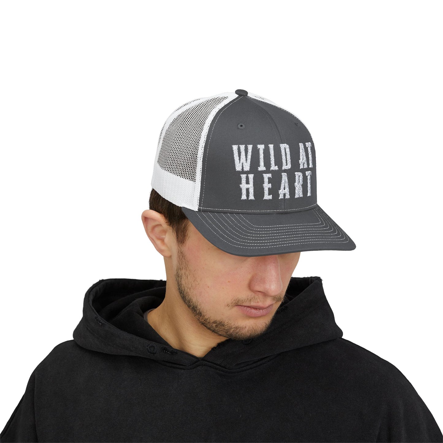 WILD AT HEART L O  Embroidered Snapback Trucker Cap