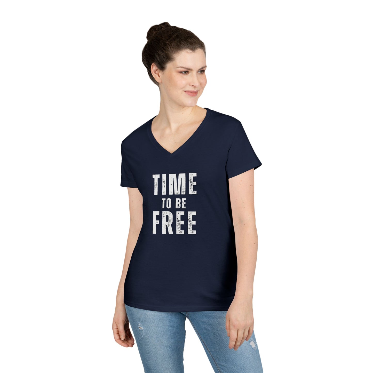 TIME TO BE FREE Ladies' V-Neck T-Shirt