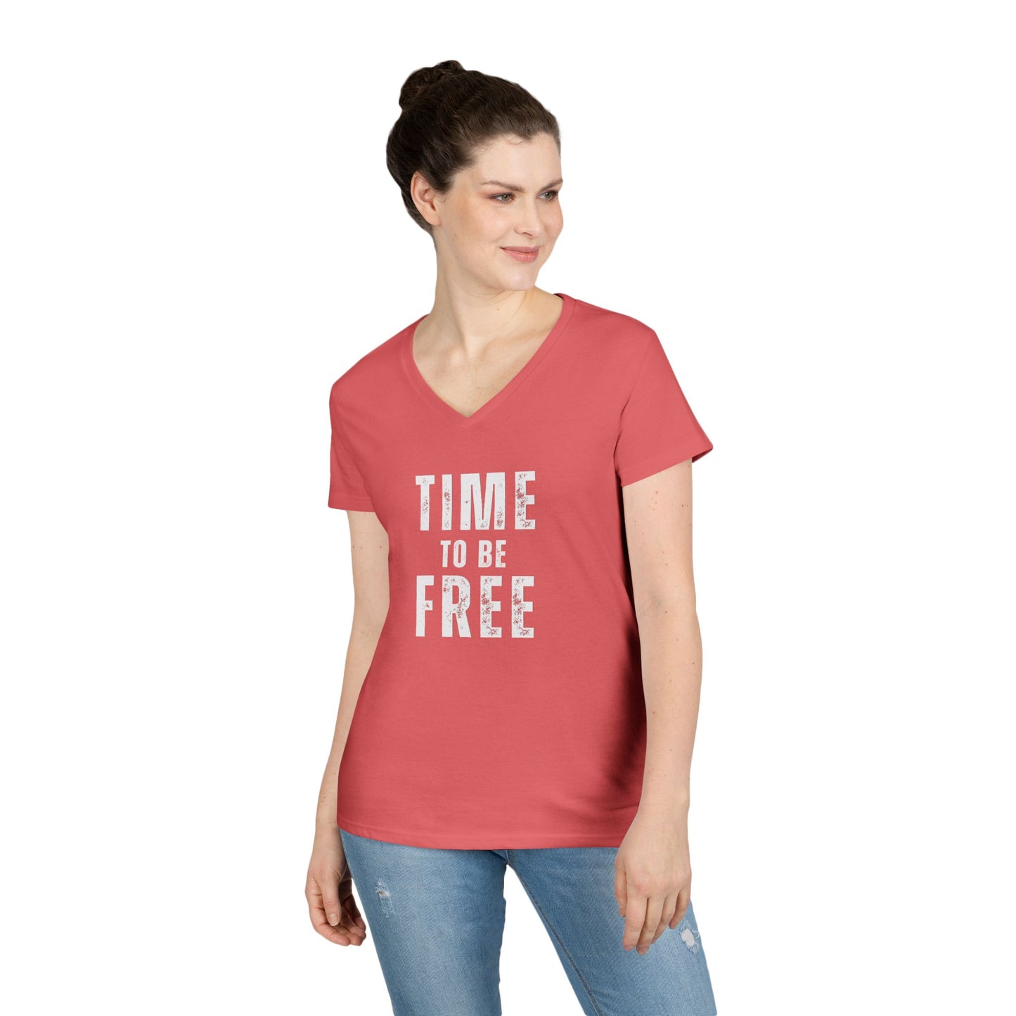 TIME TO BE FREE Ladies' V-Neck T-Shirt