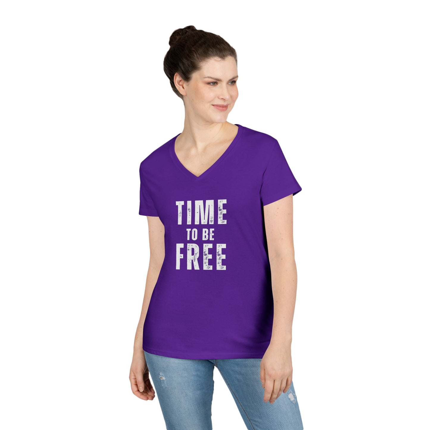 TIME TO BE FREE Ladies' V-Neck T-Shirt