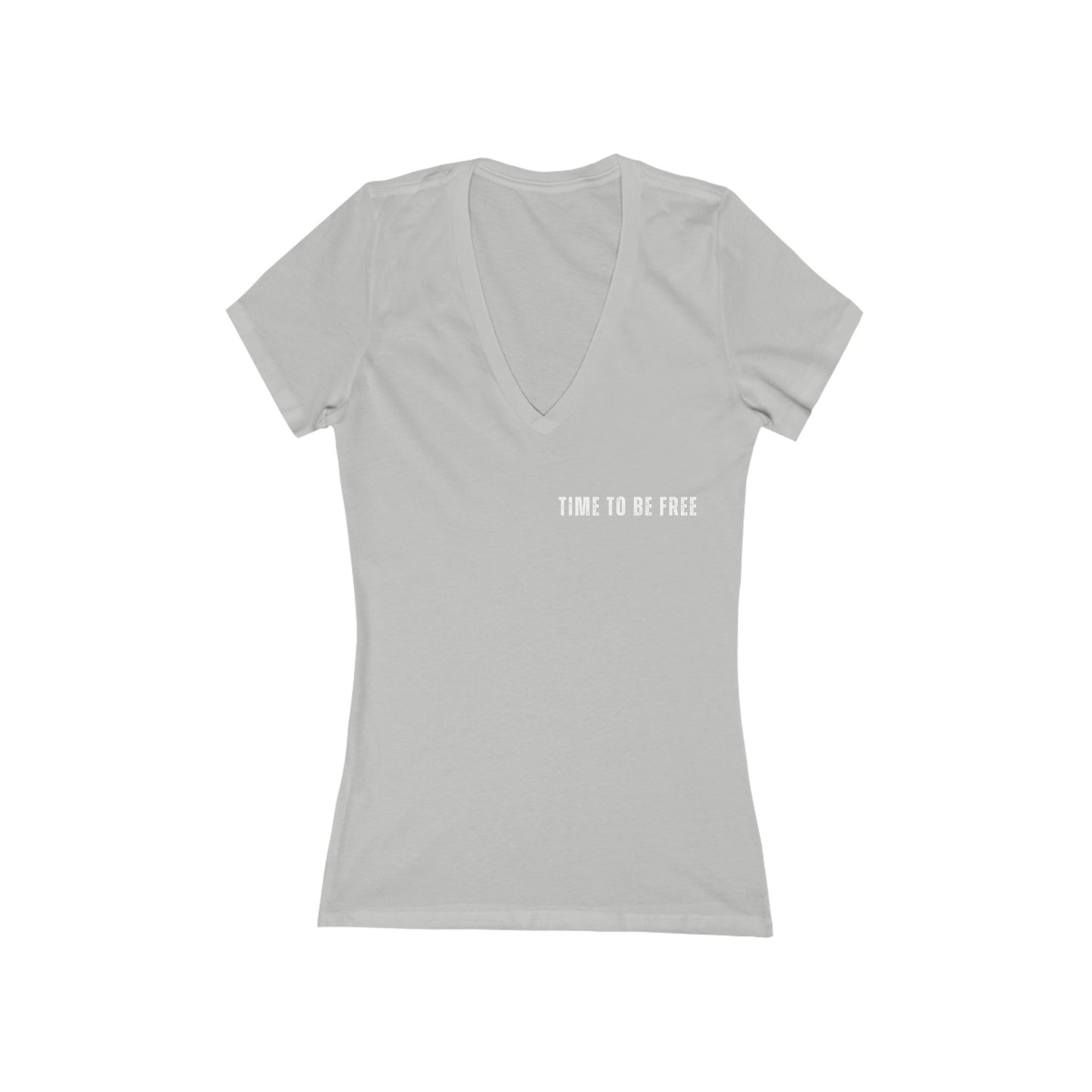 INSPIRED Time To Be Free WOMEN'S Jersey Short Sleeve Deep V-Neck Tee