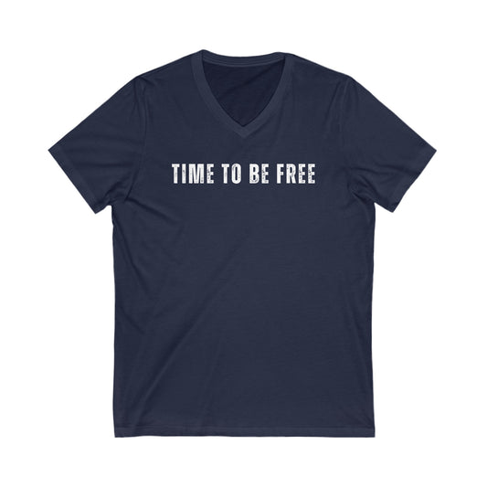 INSPIRED Time To Be Free UNISEX Jersey Short Sleeve V-Neck Tee