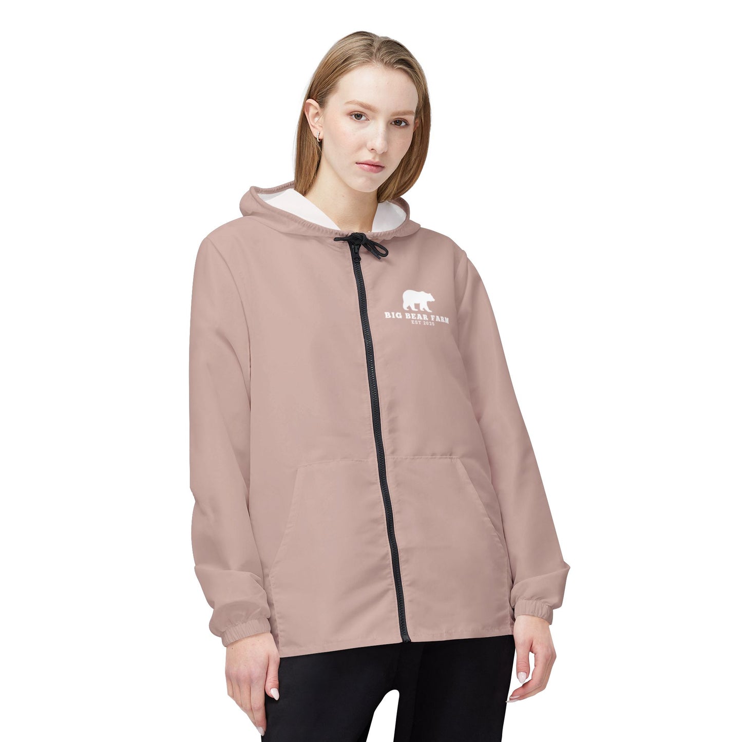Big Bear Farm Windbreaker Jacket, R Outdoor Rain Jacket, Lightweight Travel Jacket, Nature Lover's Gift, Bear Design Windbreaker