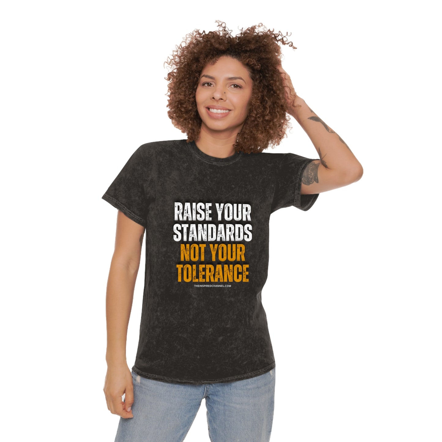 INSPIRED RAISE YOUR STANDARDS Unisex Mineral Wash T-Shirt