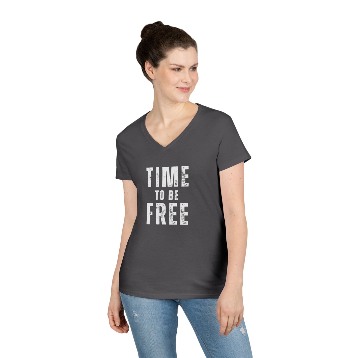 TIME TO BE FREE Ladies' V-Neck T-Shirt