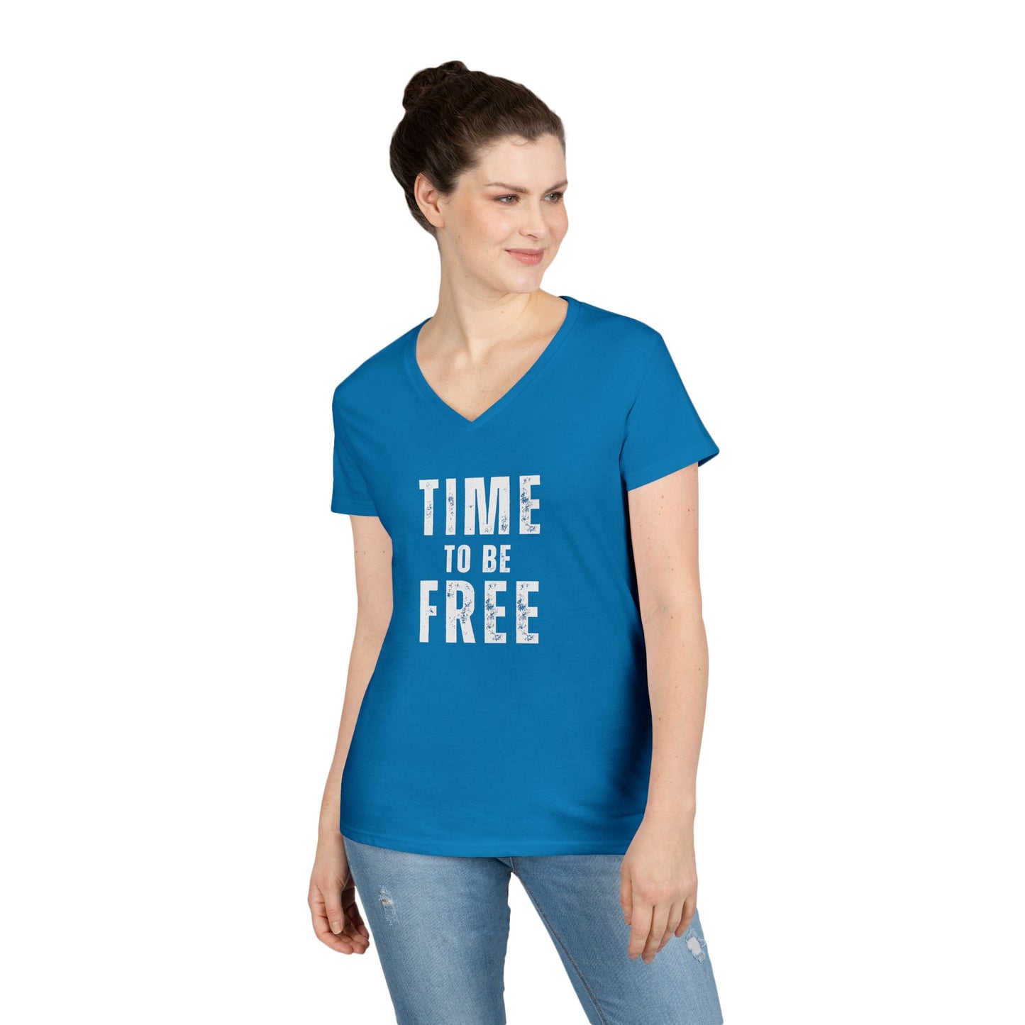 TIME TO BE FREE Ladies' V-Neck T-Shirt
