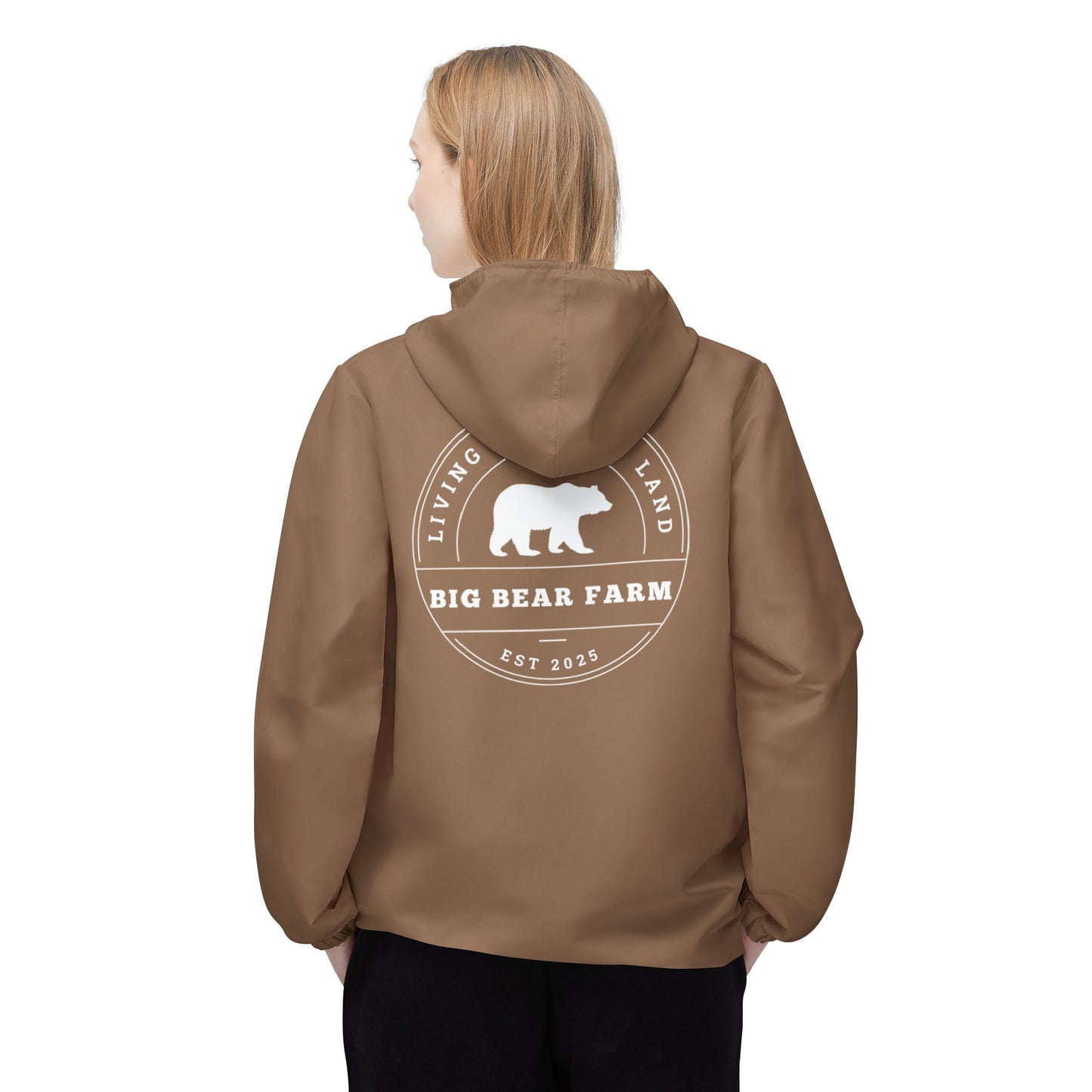 Big Bear Farm Windbreaker Jacket, B Outdoor Rain Jacket, Lightweight Travel Jacket, Nature Lover's Gift, Bear Design Windbreaker