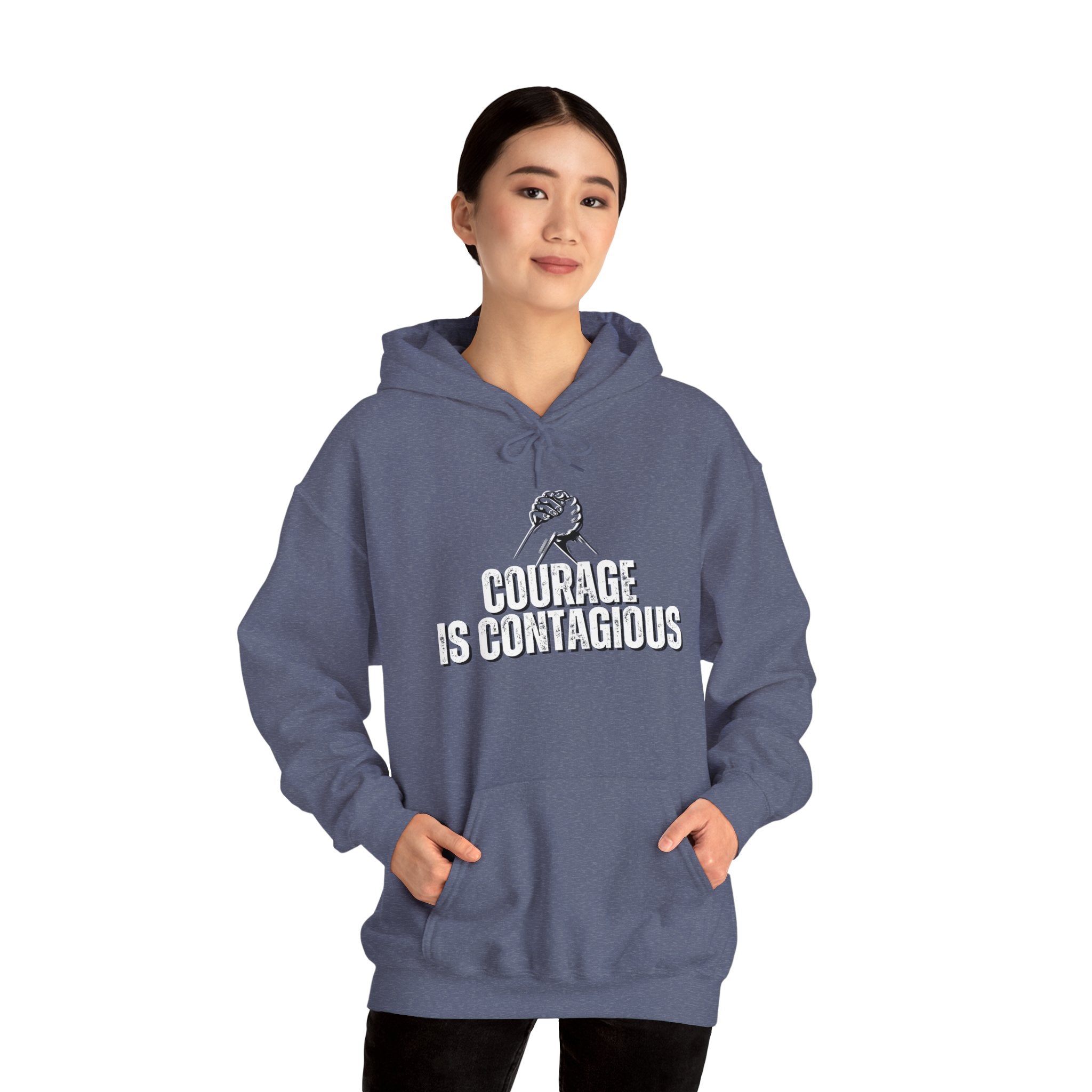 INSPIRED UNISEX Courage is Contagious Heavy Blend Hooded Sweatshirt