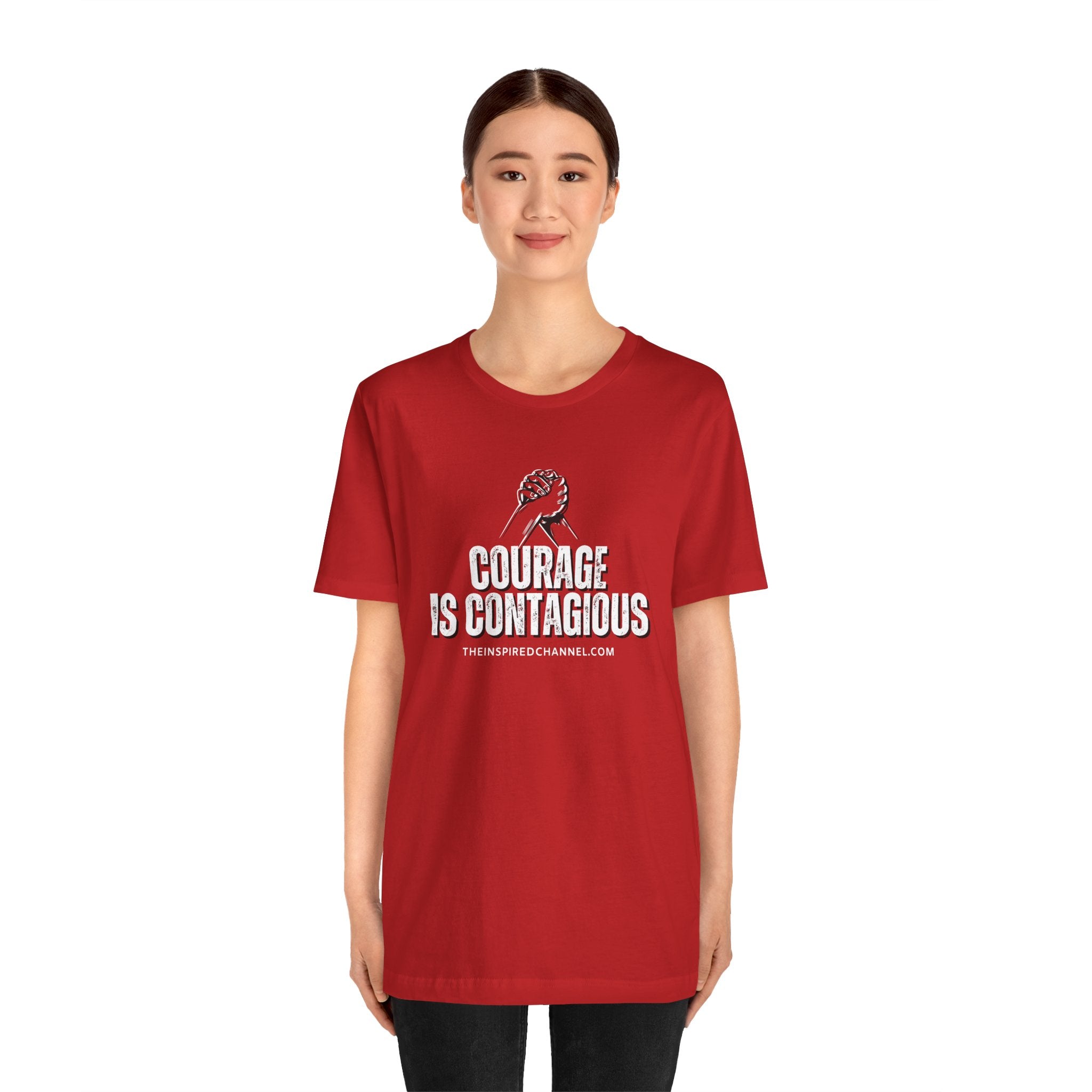 INSPIRED UNISEX Courage Is Contagious Jersey Short Sleeve Tee