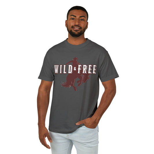 COWBOY WILD AND FREE R UNISEX Garment-Dyed Heavyweight Cotton Tee