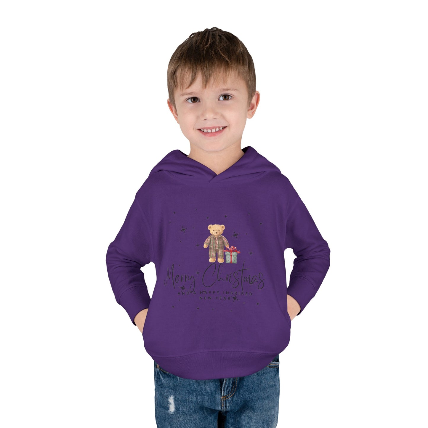 INSPIRED Toddler Hoodie - Merry Christmas Teddy Bear Holiday