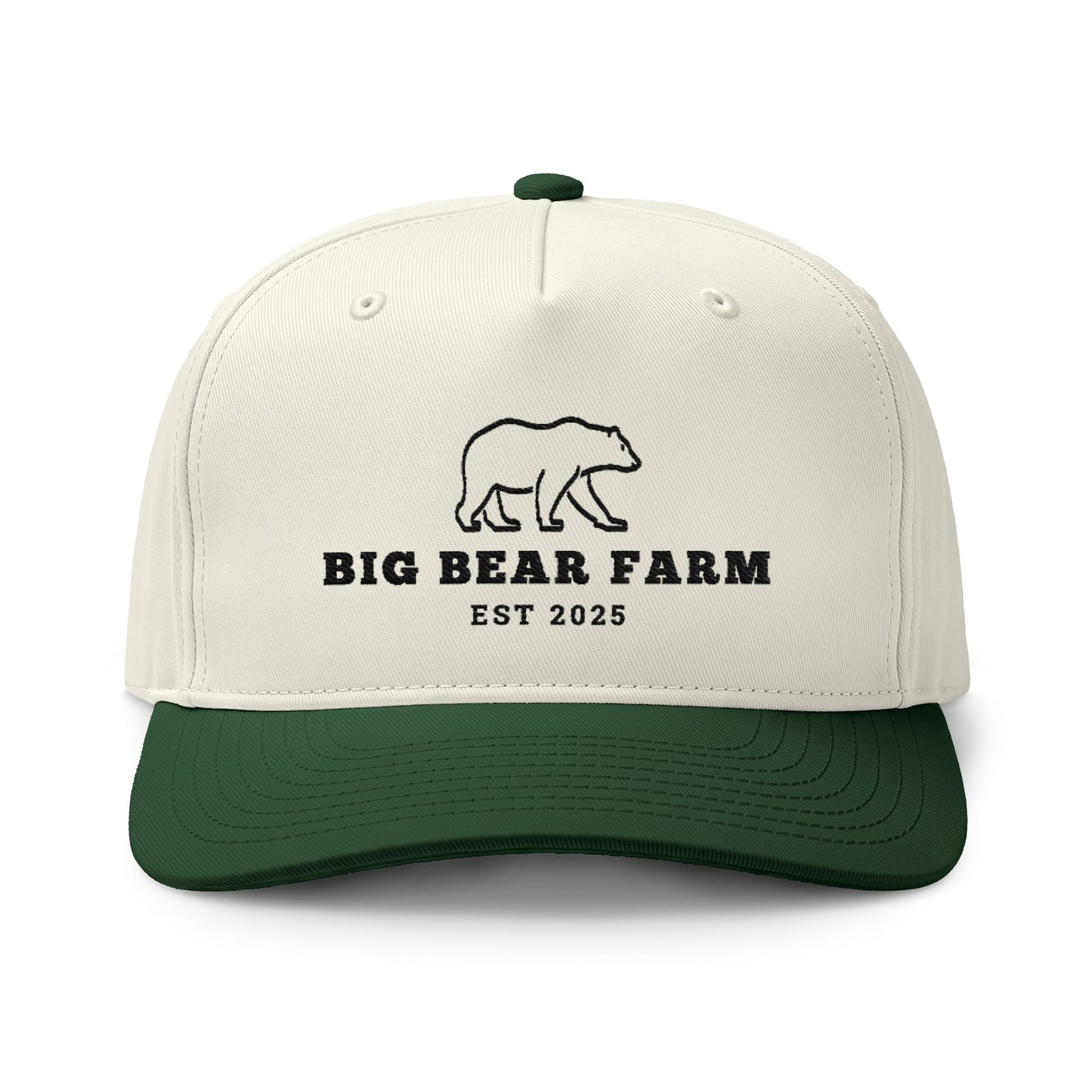 INSPIRED Big Bear Farm Two-Tone Cap — Embroidered Bear Logo Dad Hat (Est. 2025)