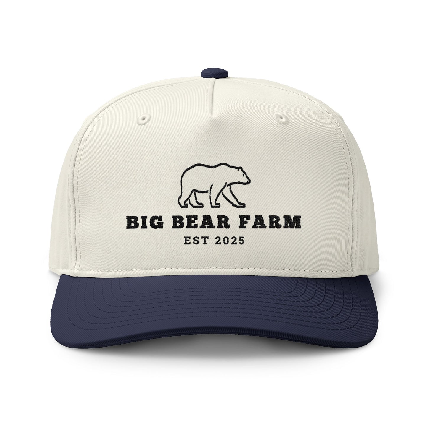 INSPIRED Big Bear Farm Two-Tone Cap — Embroidered Bear Logo Dad Hat (Est. 2025)