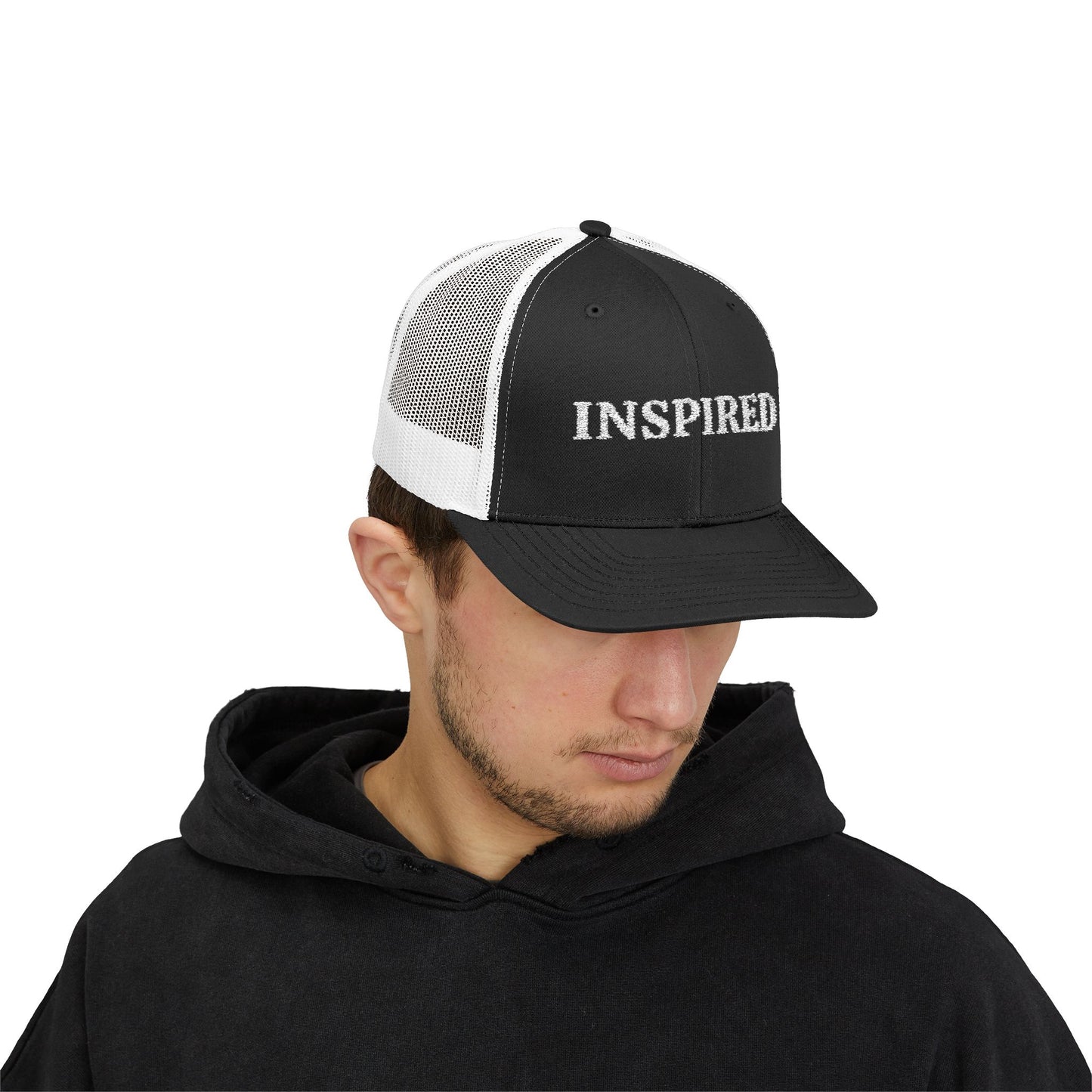 Inspired Snapback Trucker Cap — Rhinestone 'INSPIRED' Mesh Hat