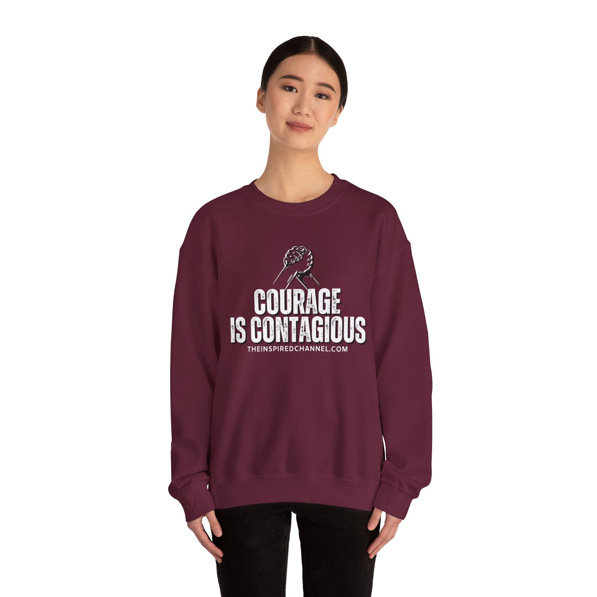 INSPIRED UNISEX Courage Is Contagious Unisex Heavy Blend Crewneck Sweatshirt