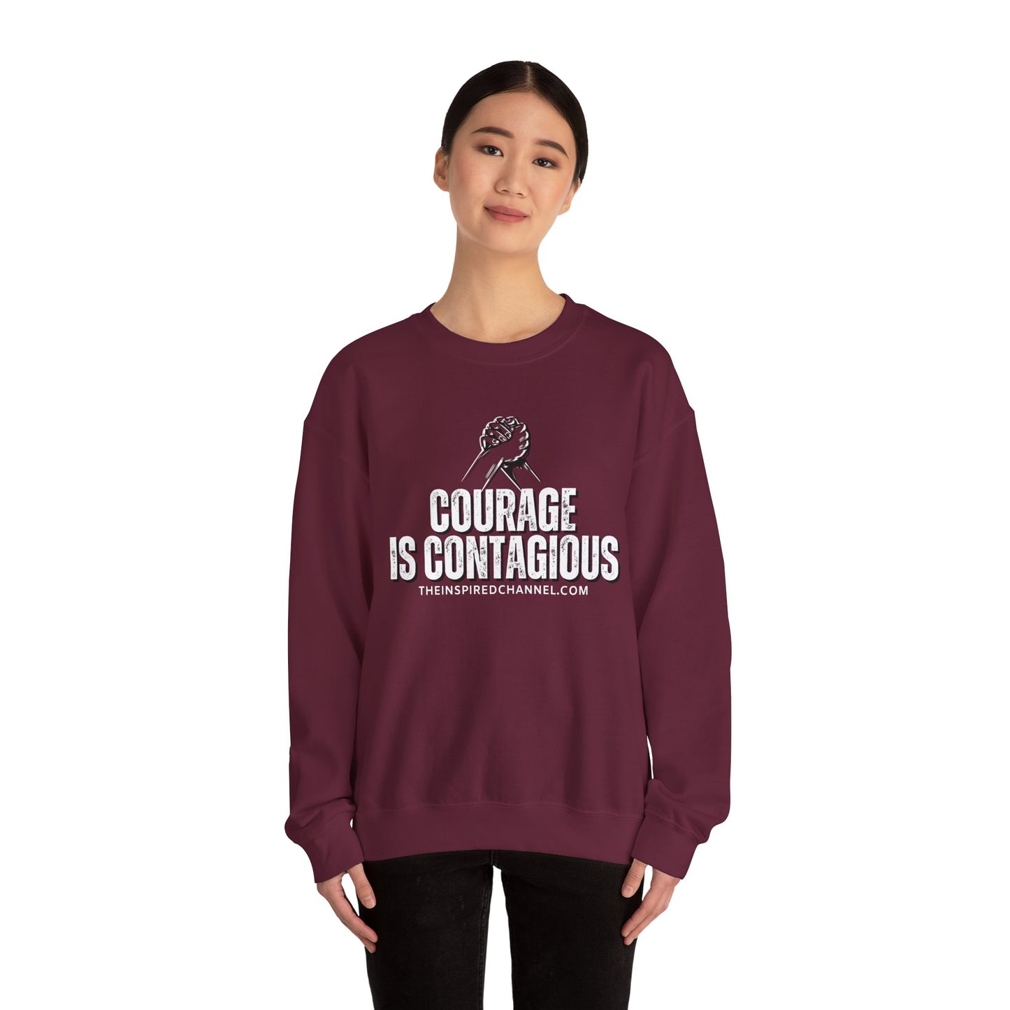 INSPIRED UNISEX Courage Is Contagious Unisex Heavy Blend Crewneck Sweatshirt