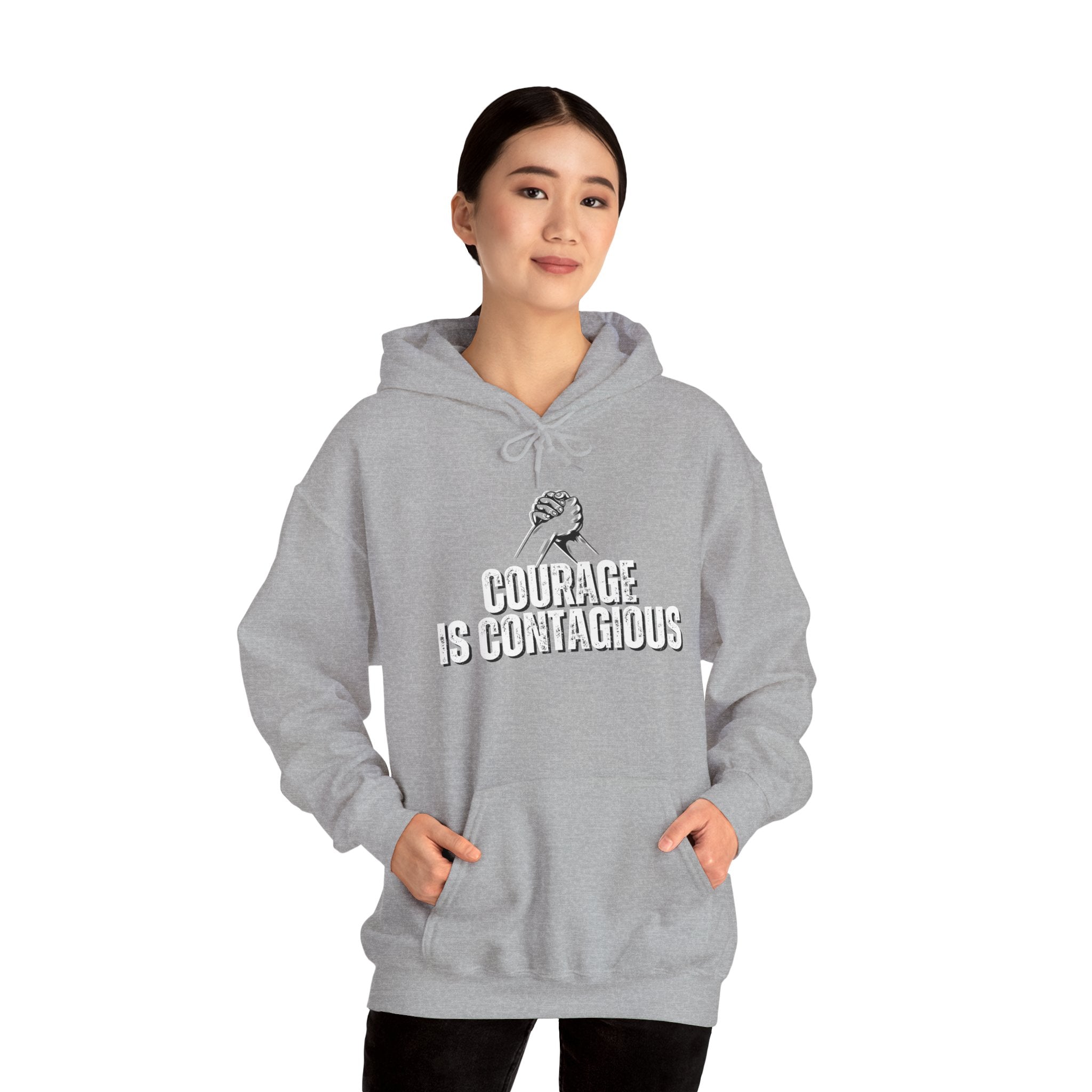 INSPIRED UNISEX Courage is Contagious Heavy Blend Hooded Sweatshirt