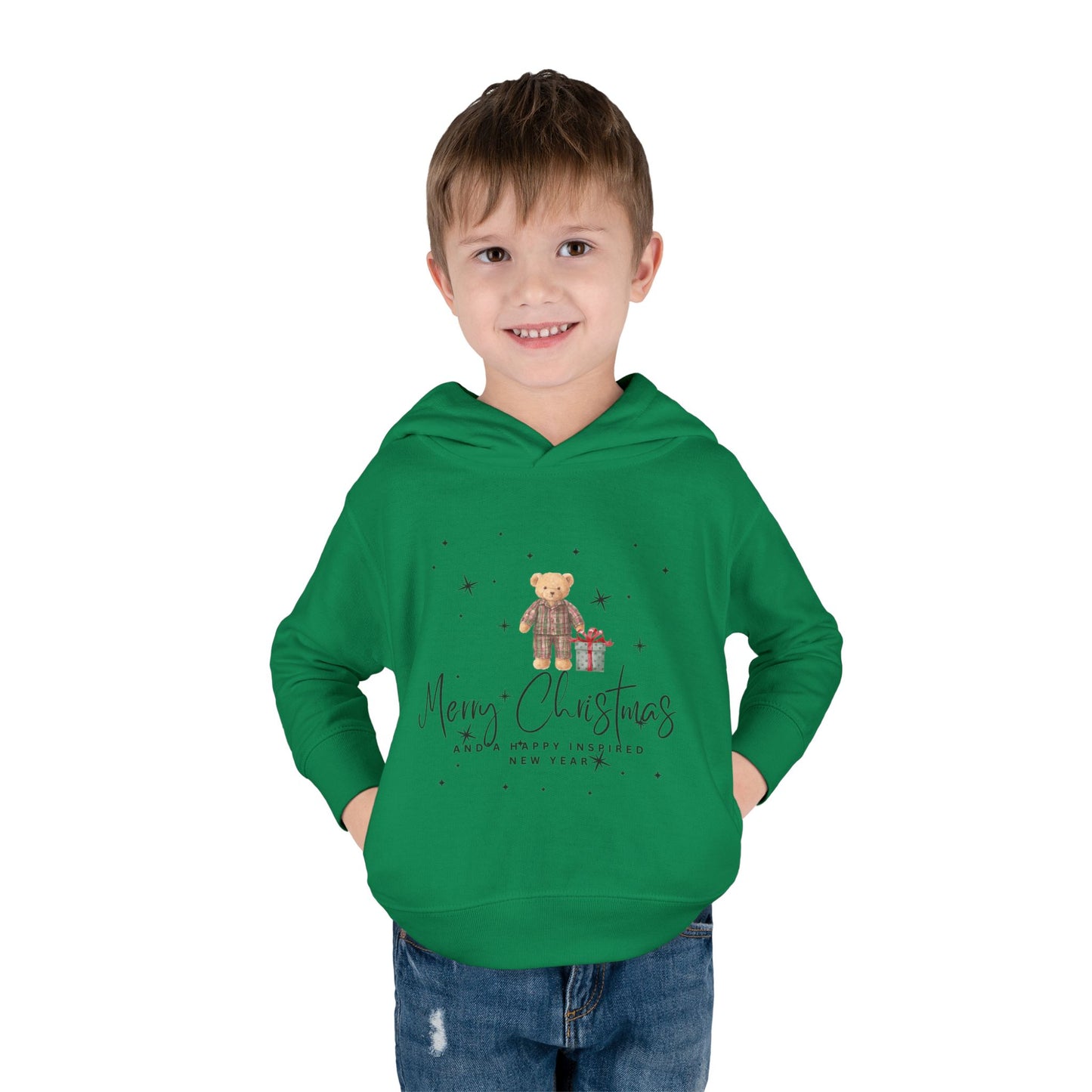 INSPIRED Toddler Hoodie - Merry Christmas Teddy Bear Holiday