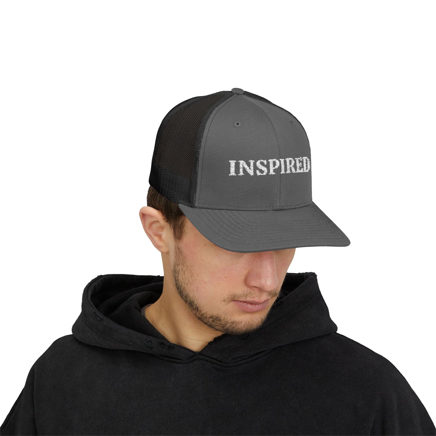 Inspired Snapback Trucker Cap — Rhinestone 'INSPIRED' Mesh Hat