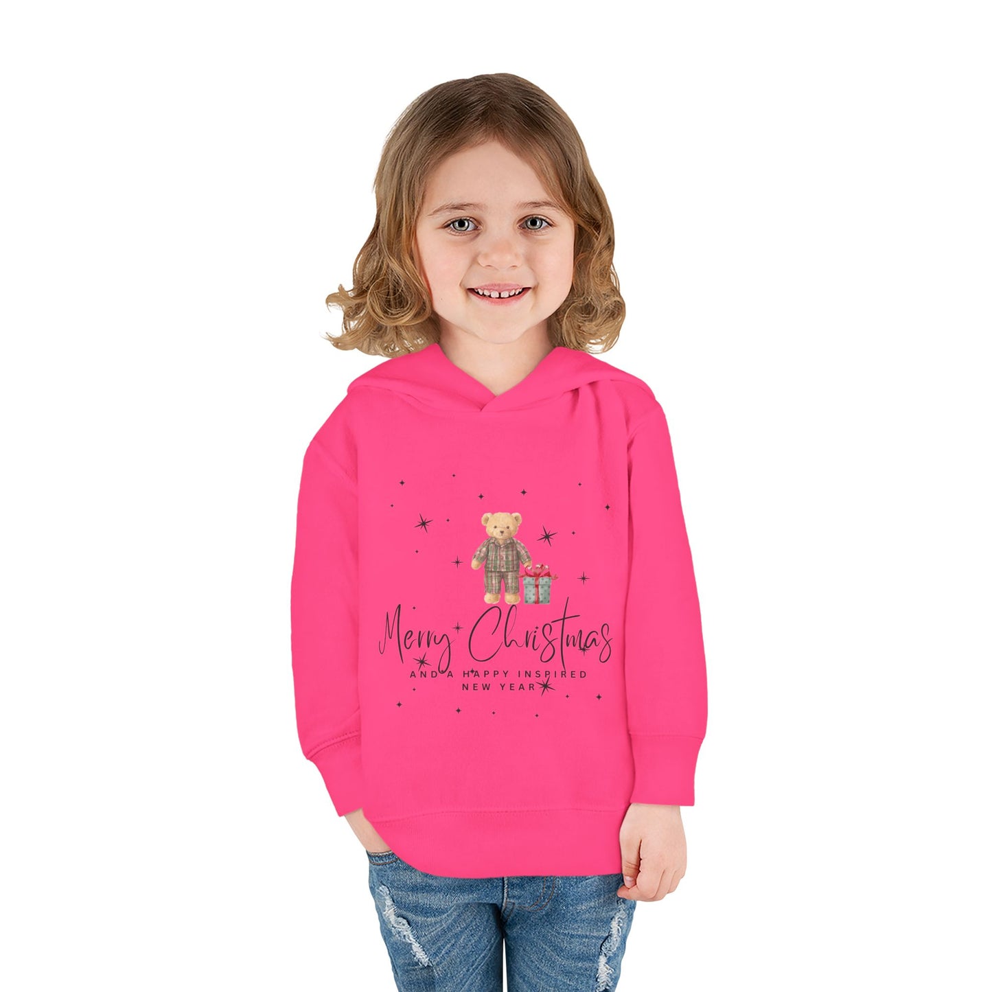 INSPIRED Toddler Hoodie - Merry Christmas Teddy Bear Holiday