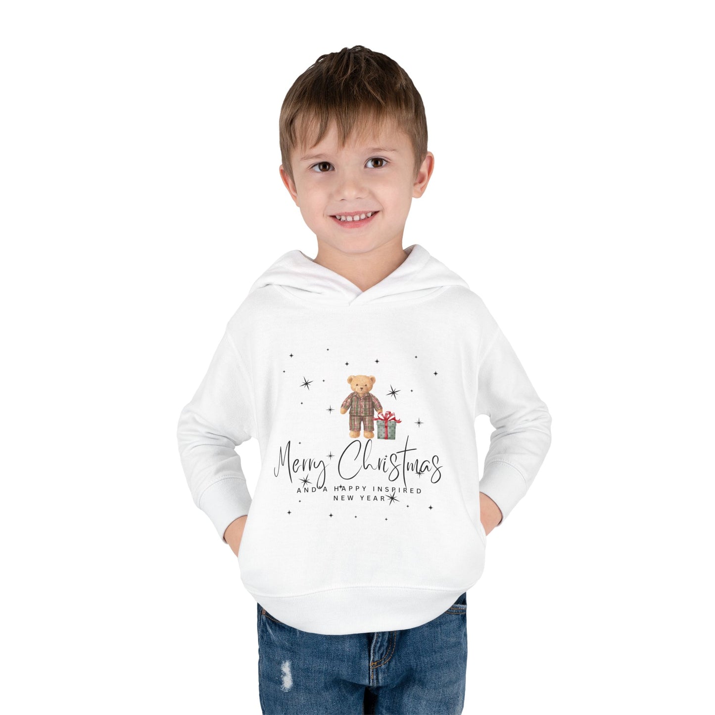 INSPIRED Toddler Hoodie - Merry Christmas Teddy Bear Holiday