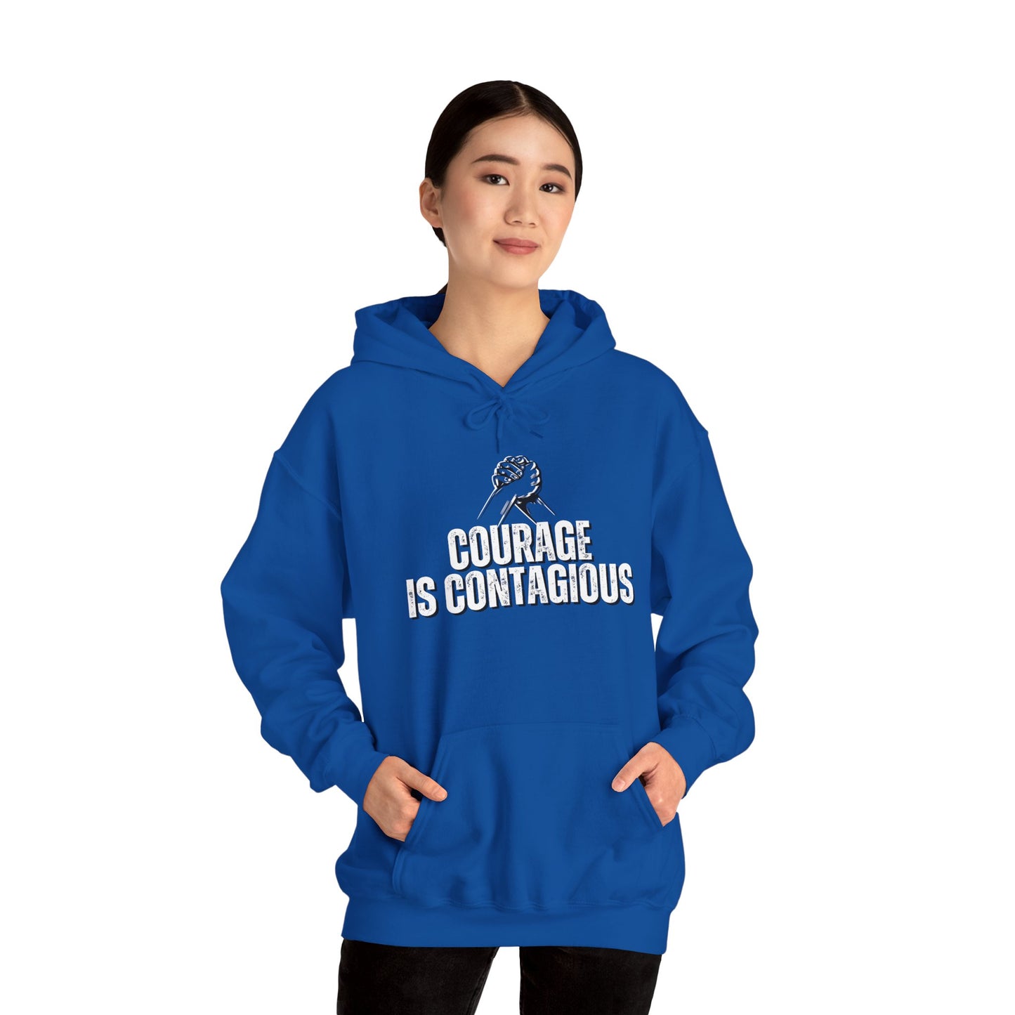 INSPIRED UNISEX Courage is Contagious Heavy Blend Hooded Sweatshirt