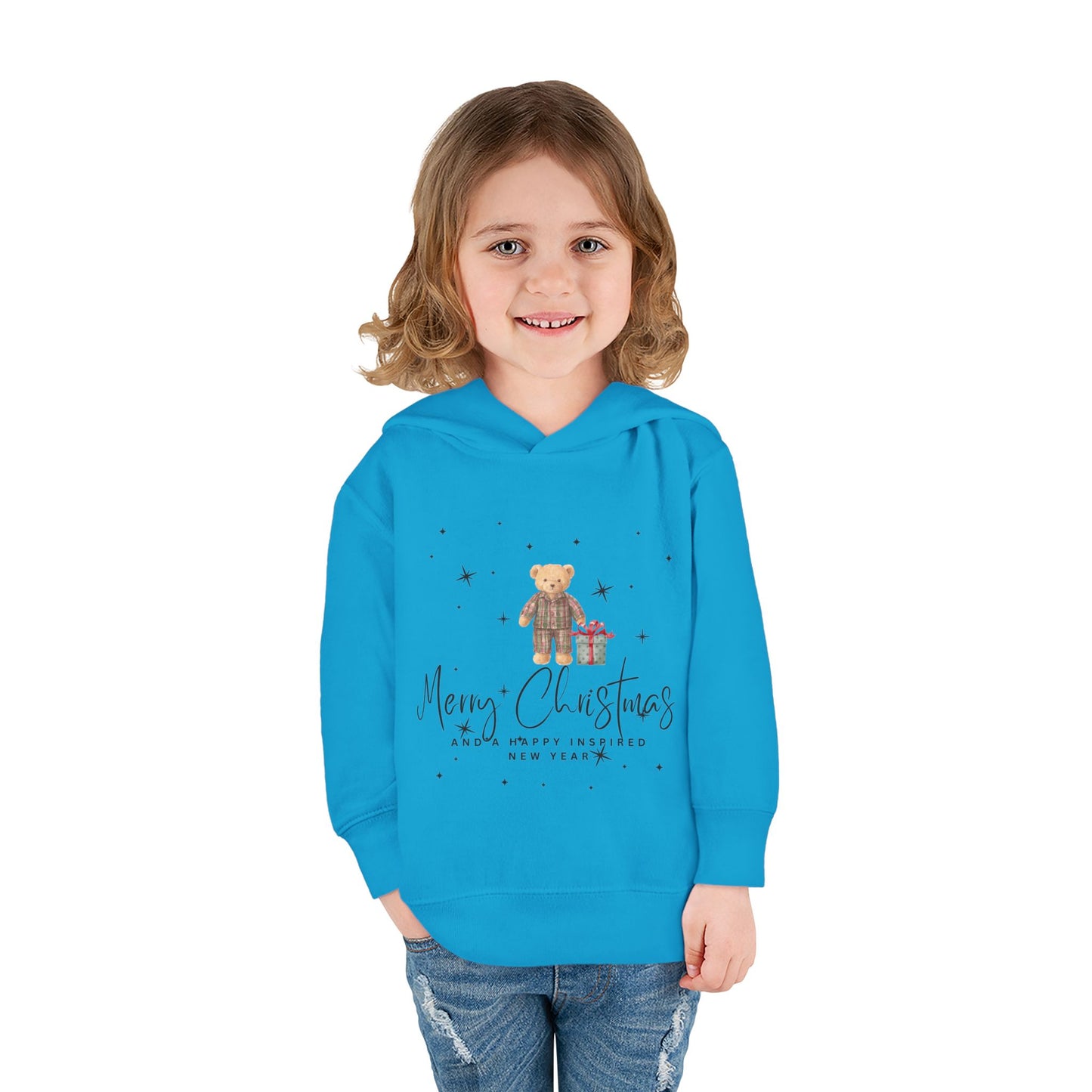 INSPIRED Toddler Hoodie - Merry Christmas Teddy Bear Holiday