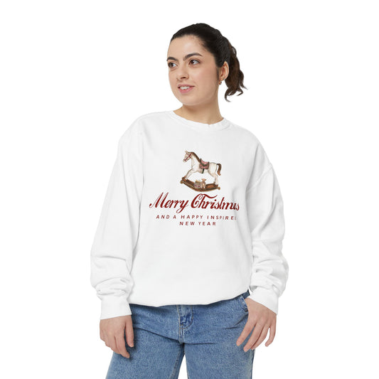 INSPIRED SPECIAL CHRISTMAS EDITION Horse UNISEX Garment-Dyed Sweatshirt